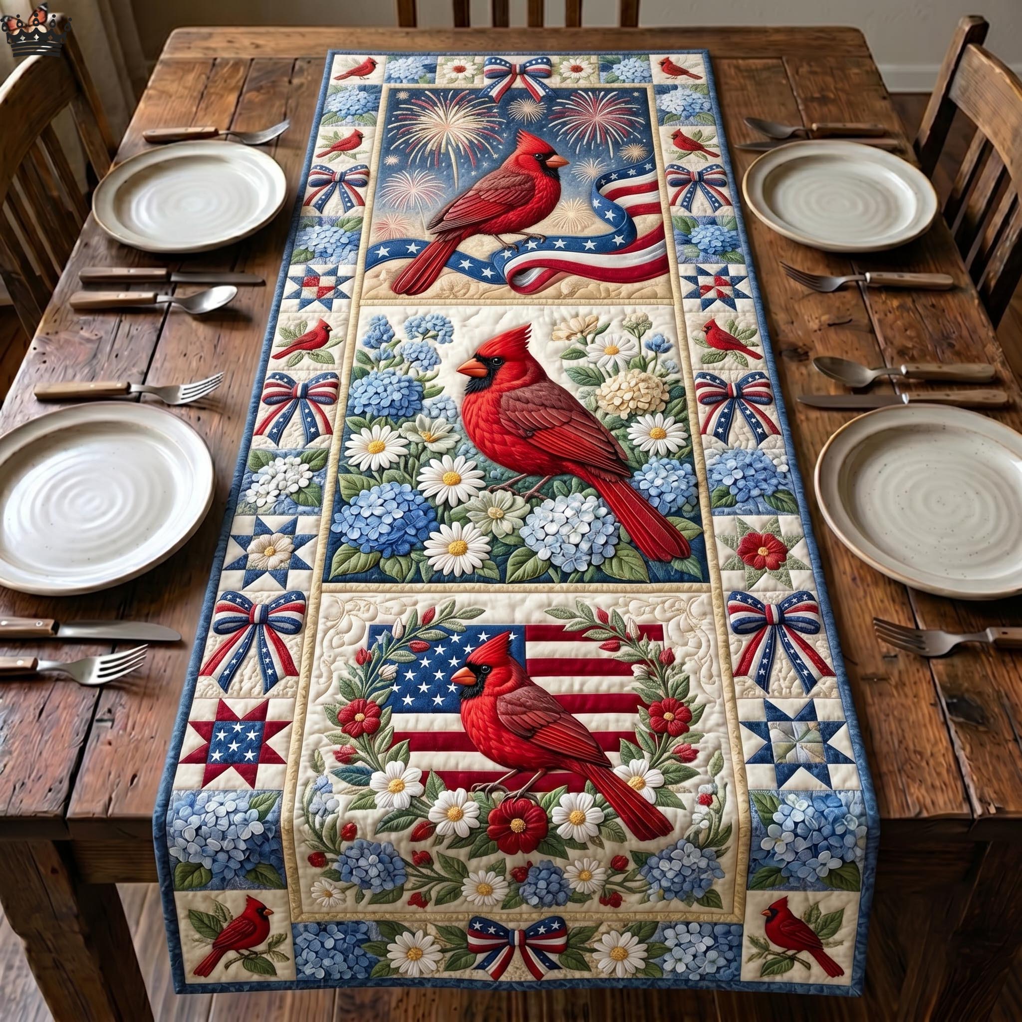 Patriot Cardinal Quilted Table Runner GFTOMA12443