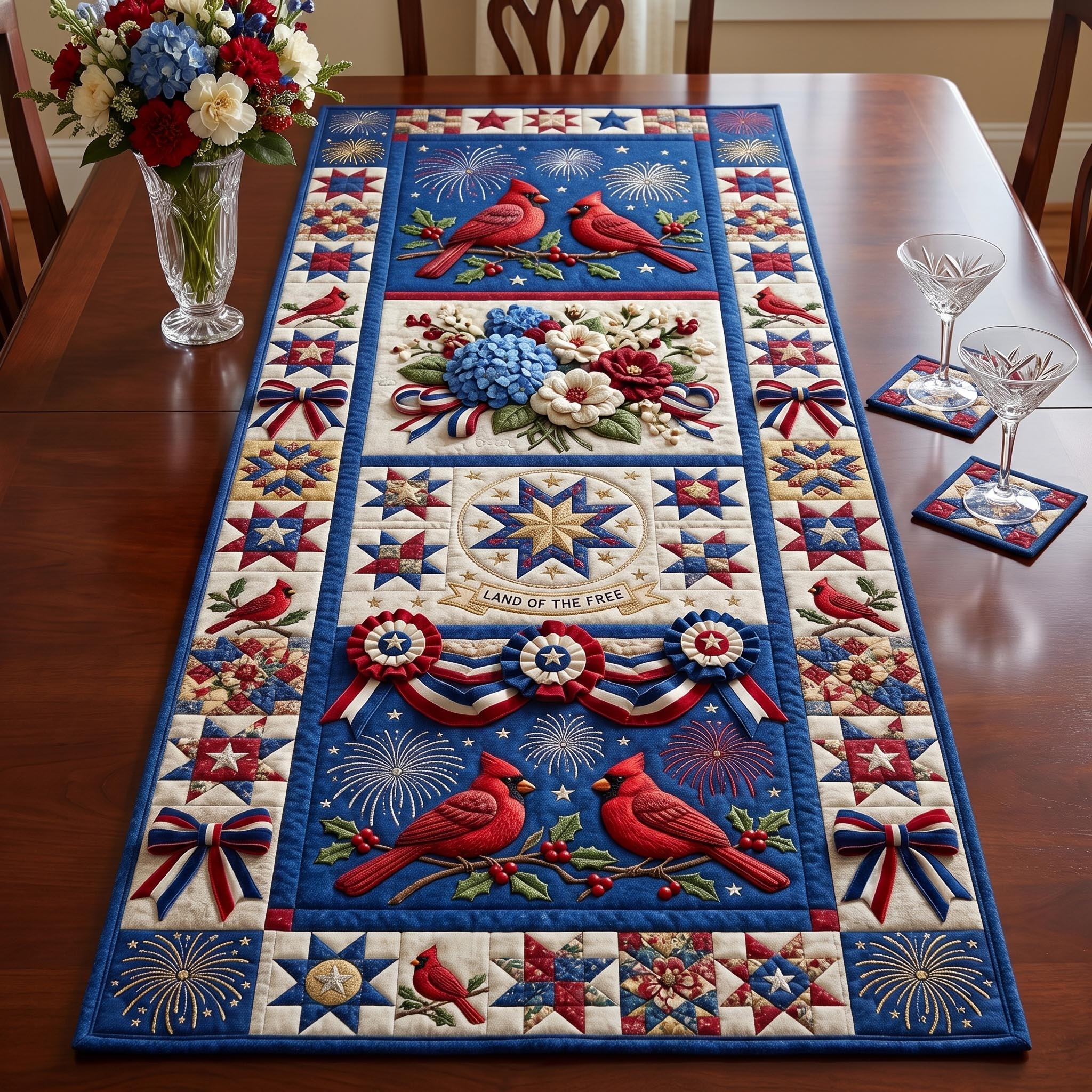 Liberty Cardinal Quilted Table Runner GFTOMA12445