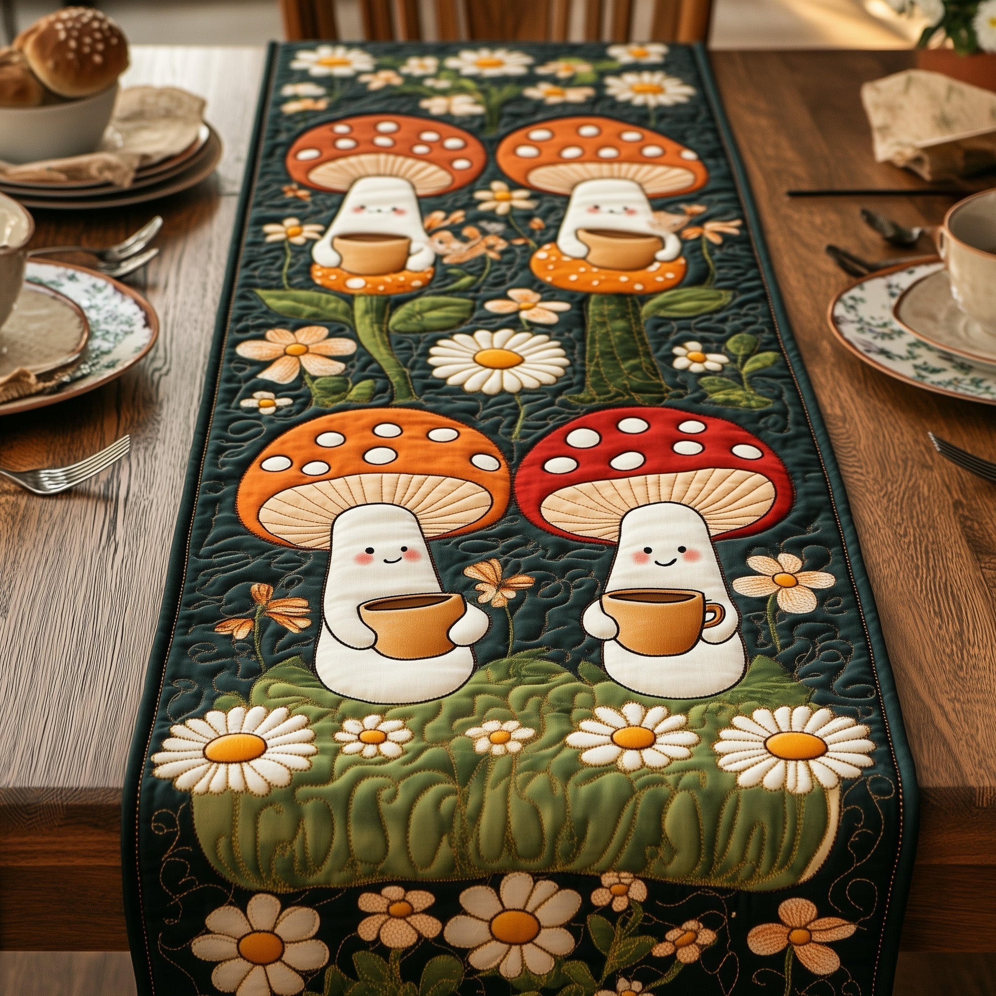 Mushroom Quilted Table Runner GFTOMA1245