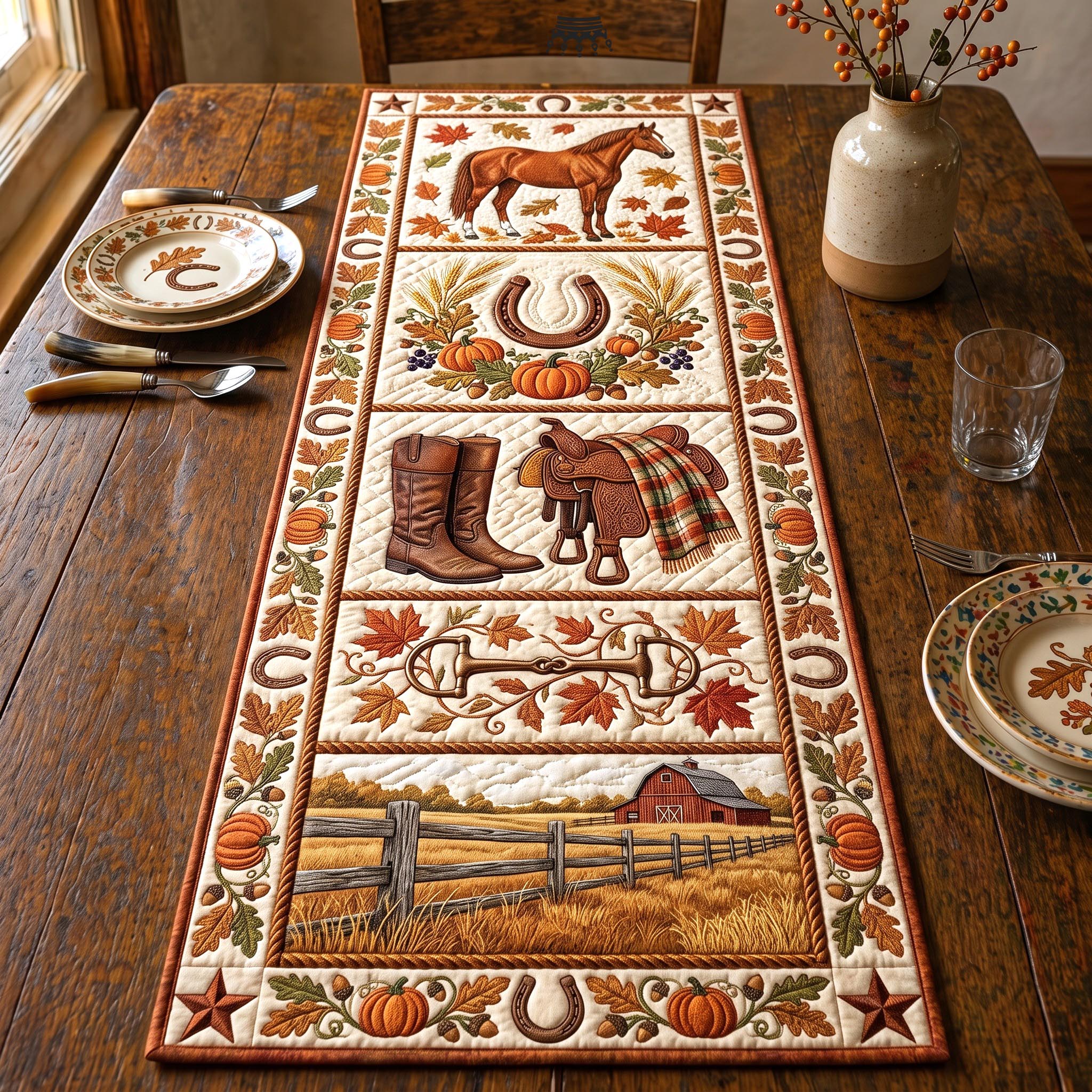Equestrian Charm Quilted Table Runner GFTOMA12749