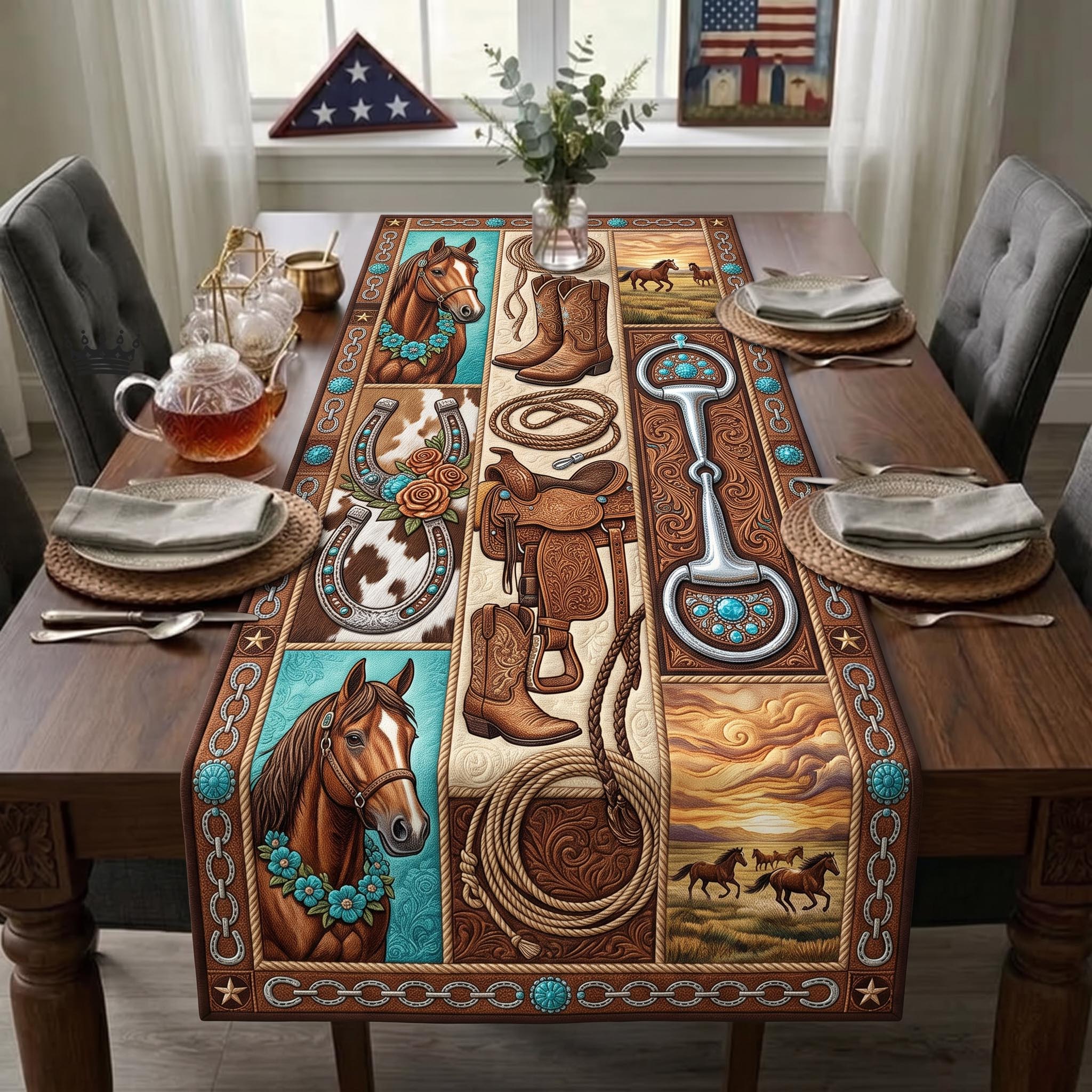 Equestrian Grace Quilted Table Runner GFTOMA12750
