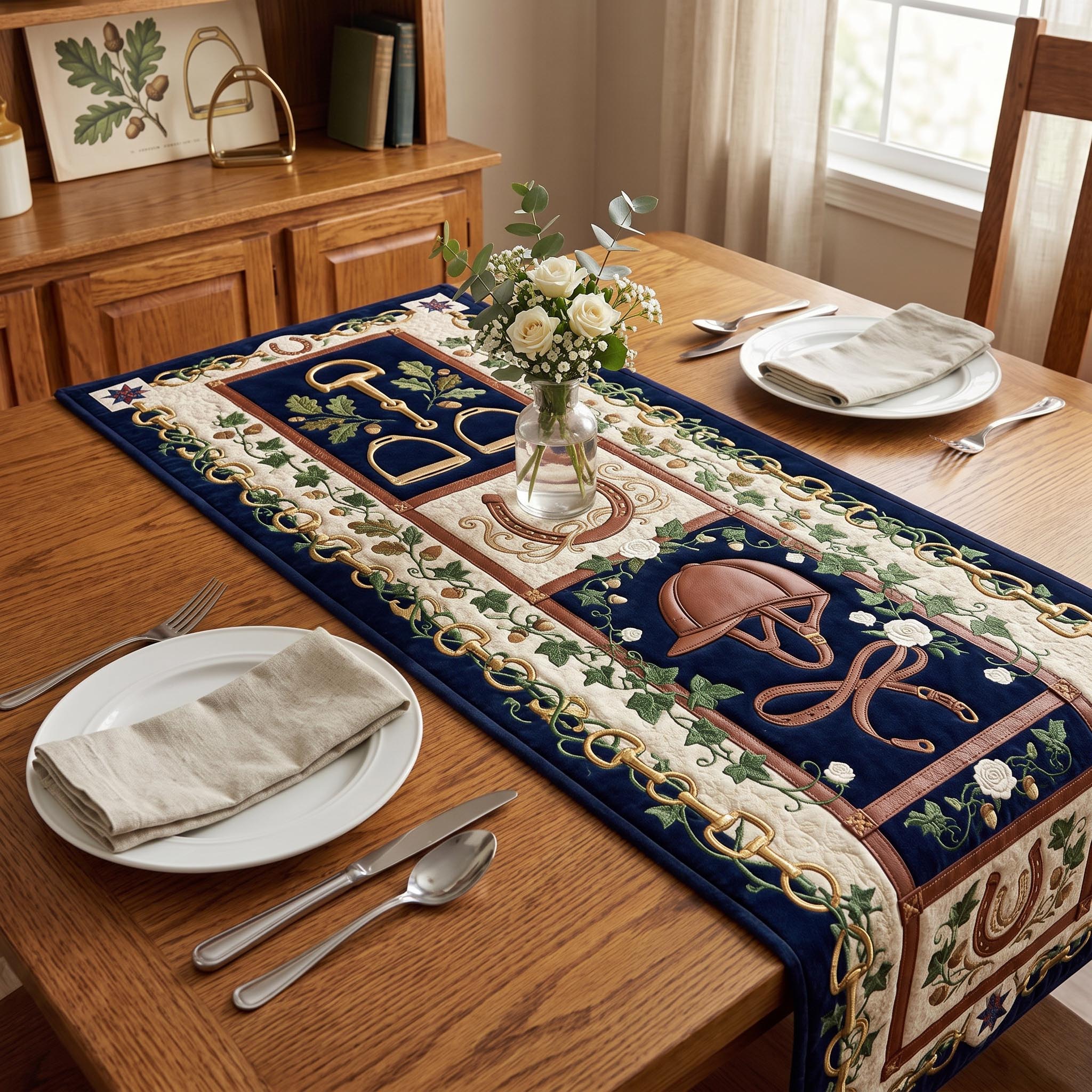 Equestrian Elegance Quilted Table Runner GFTOMA12751