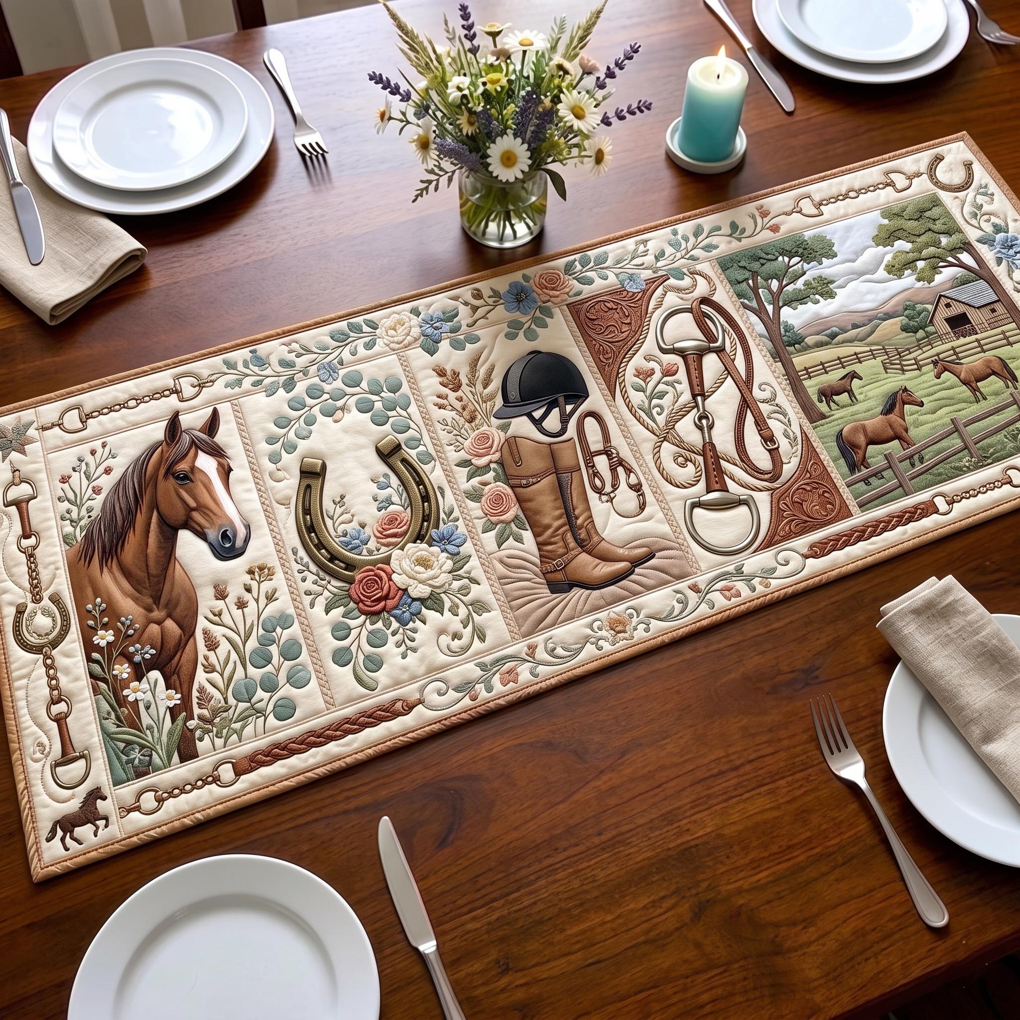 Equestrian Heritage Quilted Table Runner GFTOMA12752