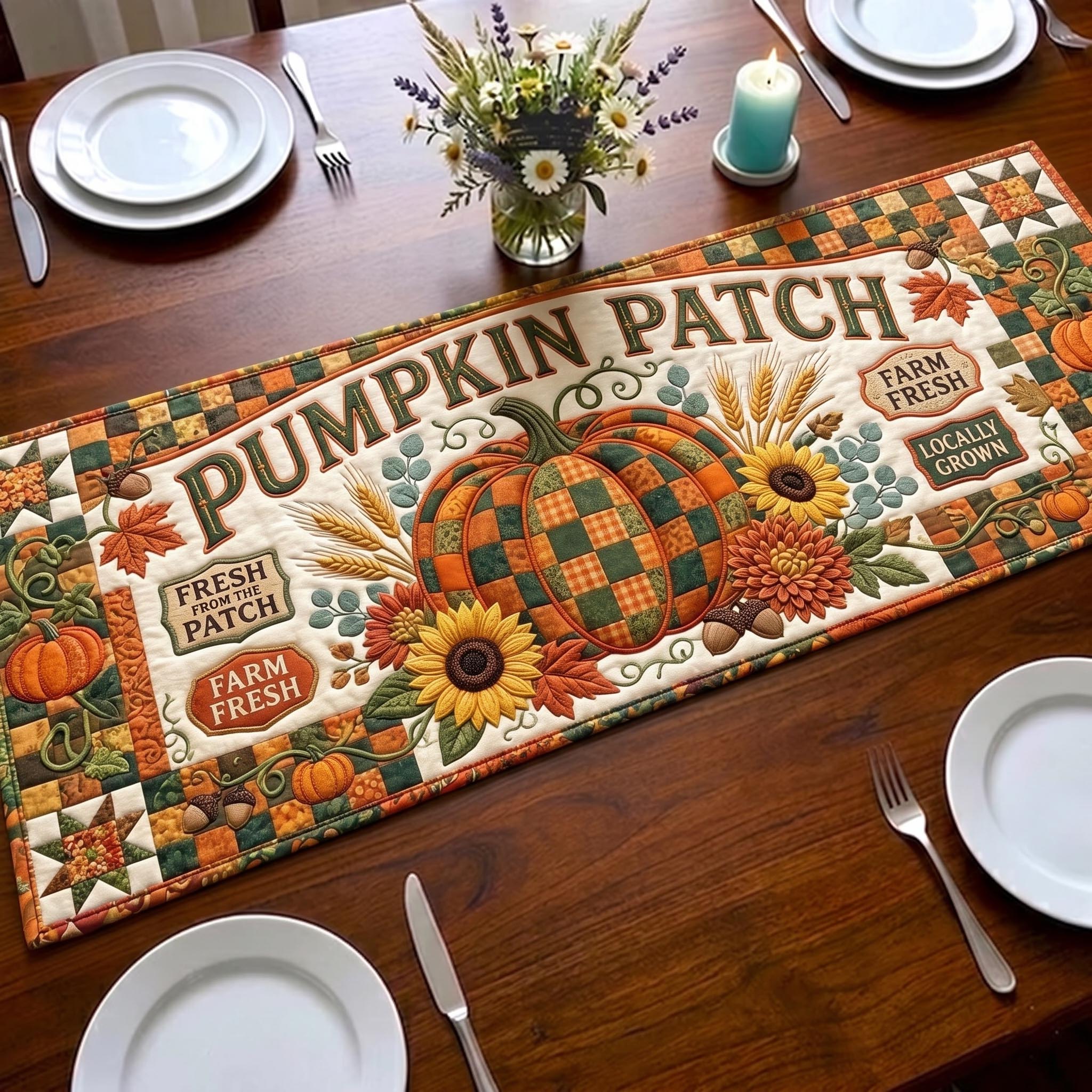 Pumpkin Harvest Quilted Table Runner GFTOMA12755