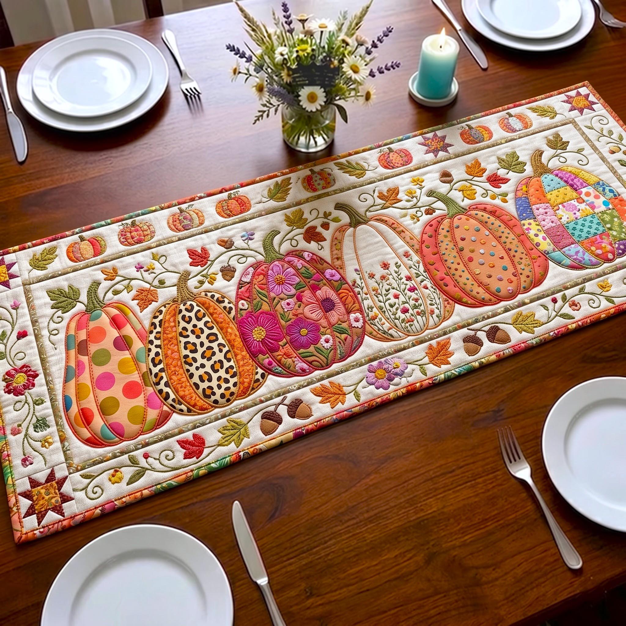 Pumpkin Patch Quilted Table Runner GFTOMA12756
