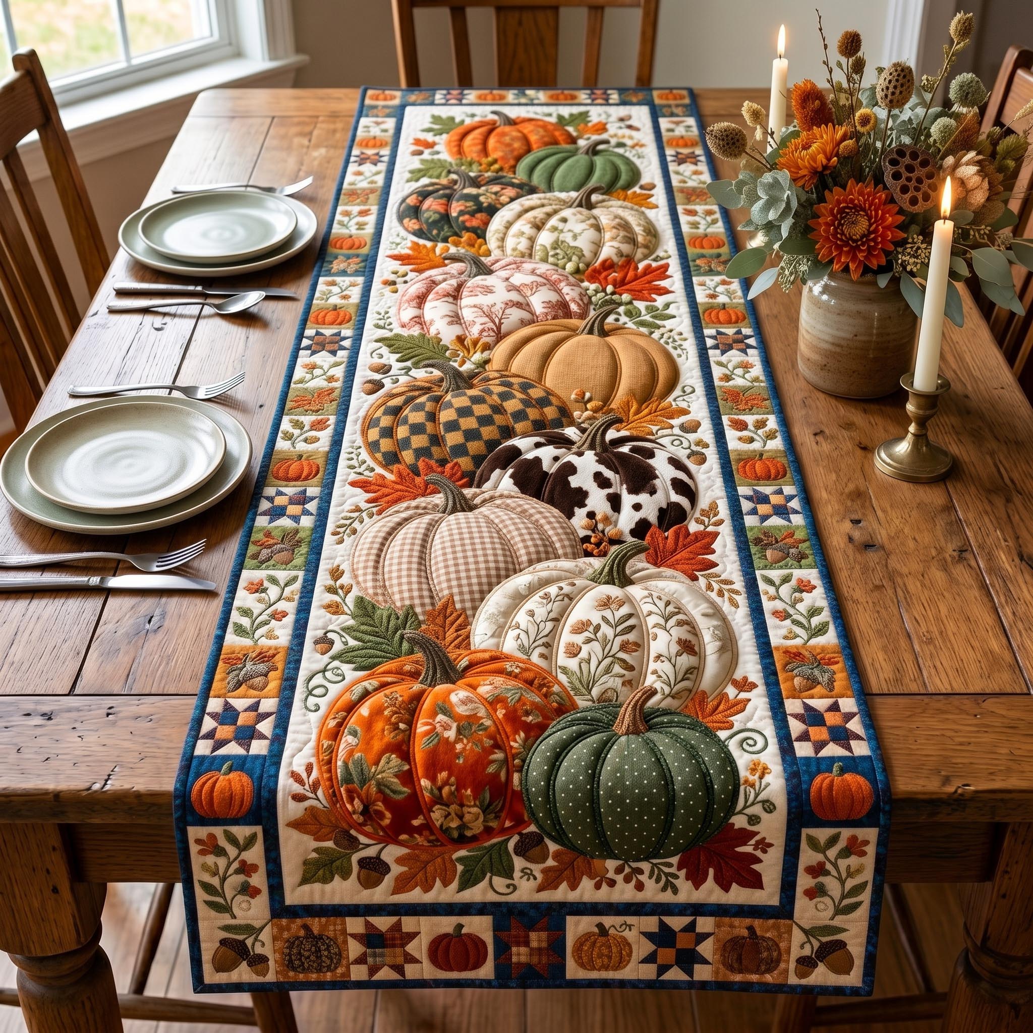 Pumpkin Patch Quilted Table Runner GFTOMA12757