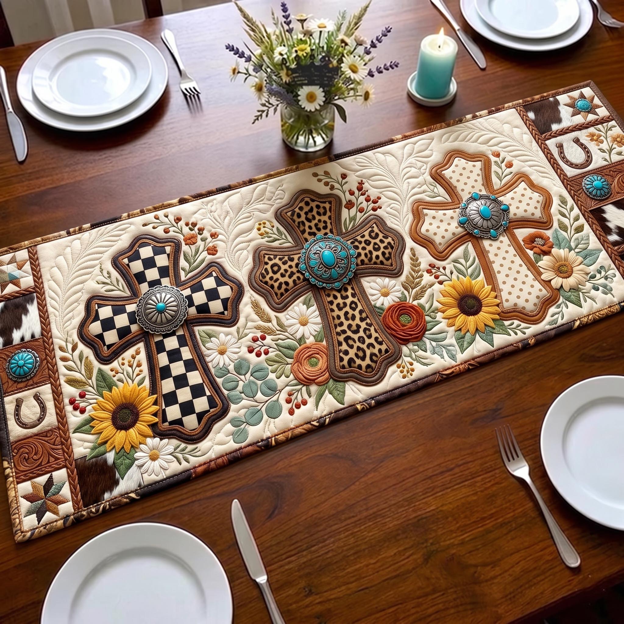 Faith Cross Quilted Table Runner GFTOMA12813