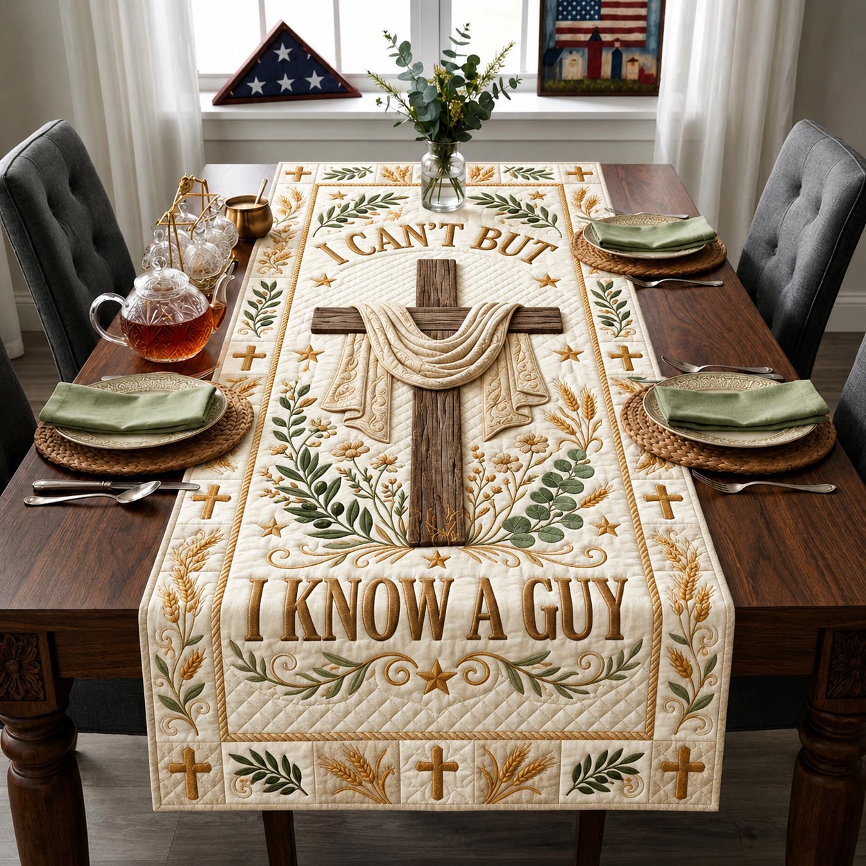 Sacred Cross Quilted Table Runner GFTOMA12814
