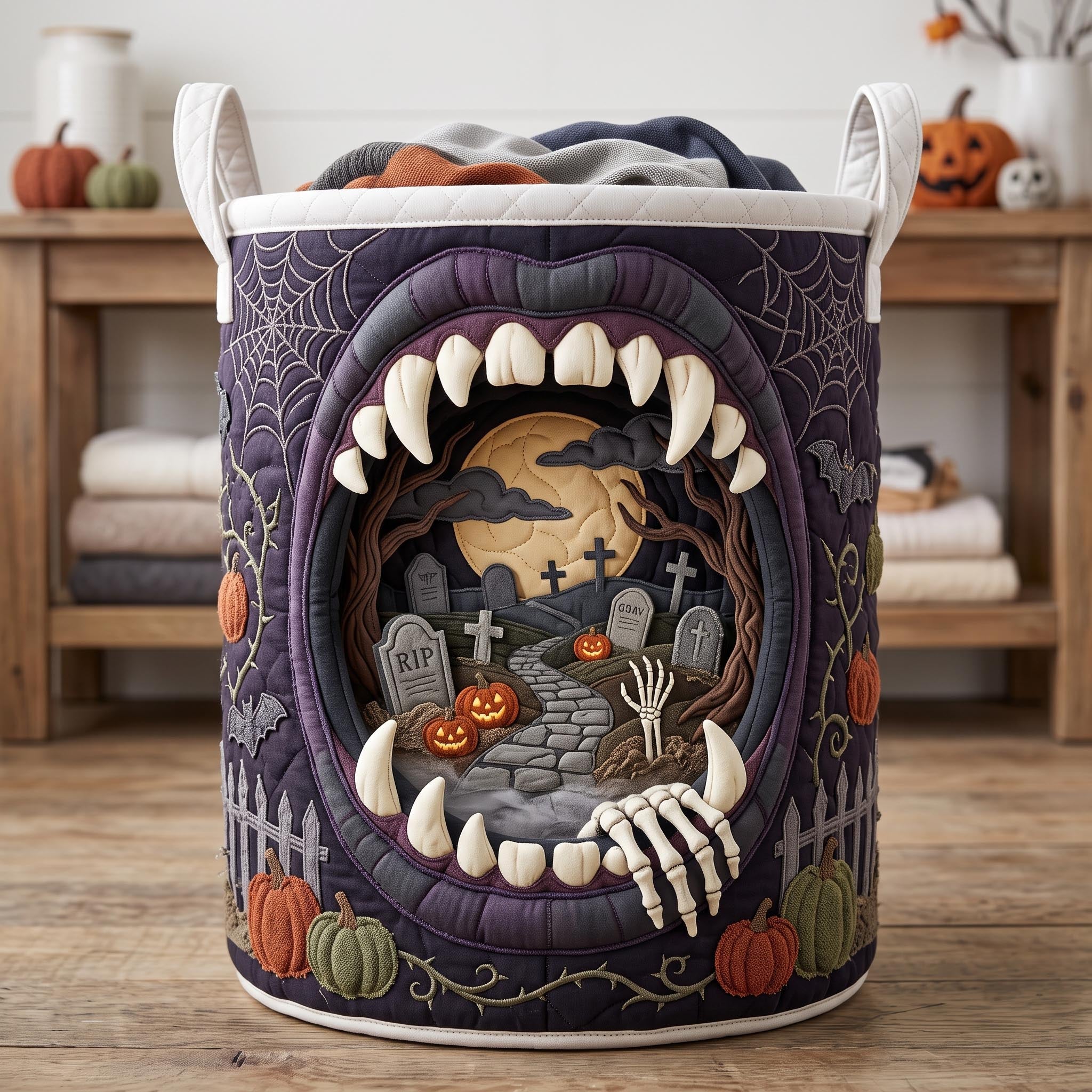 Midnight Haunt Quilted Laundry Basket GFTOMA13119