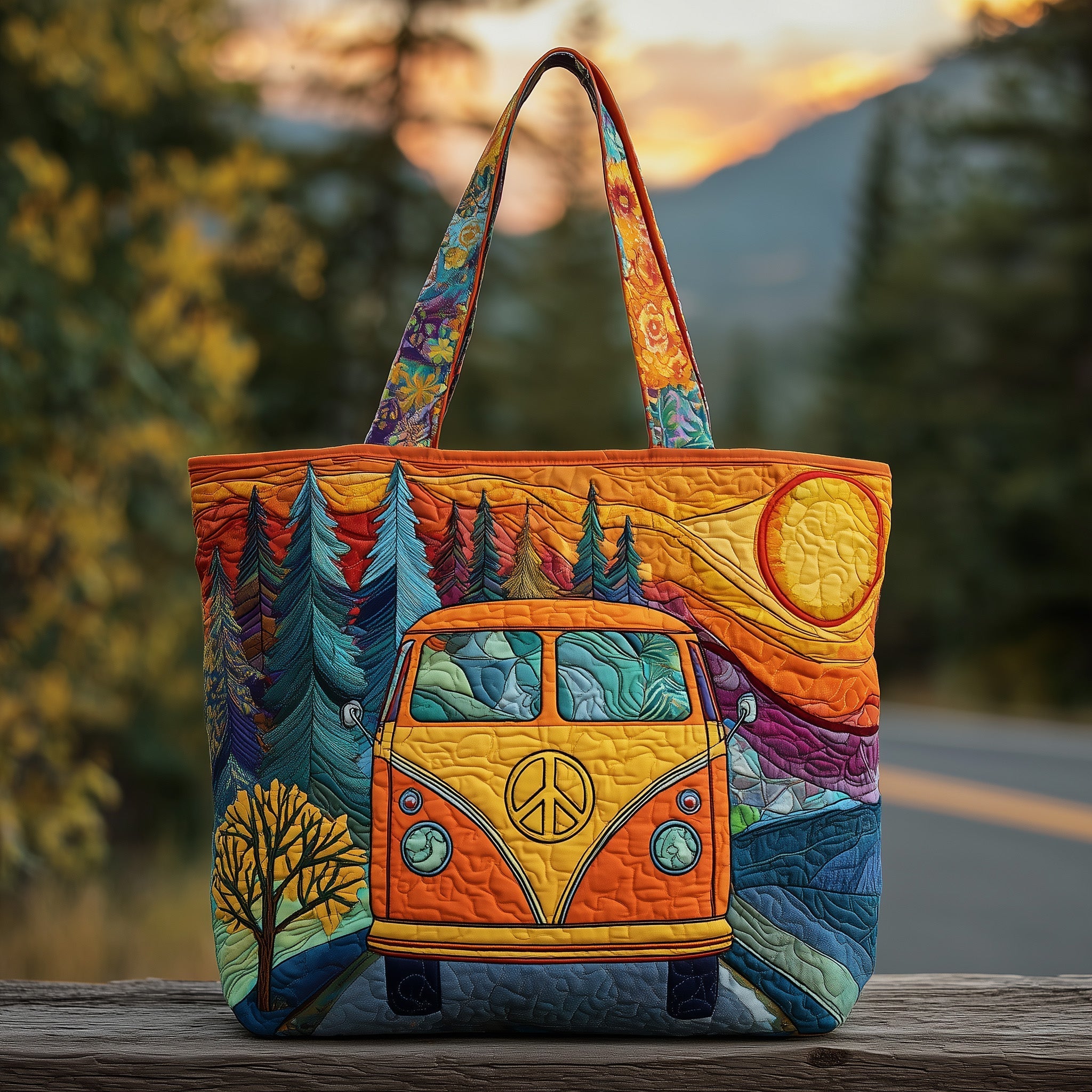 Hippie Van Quilted Tote Bag GFTOMA2616