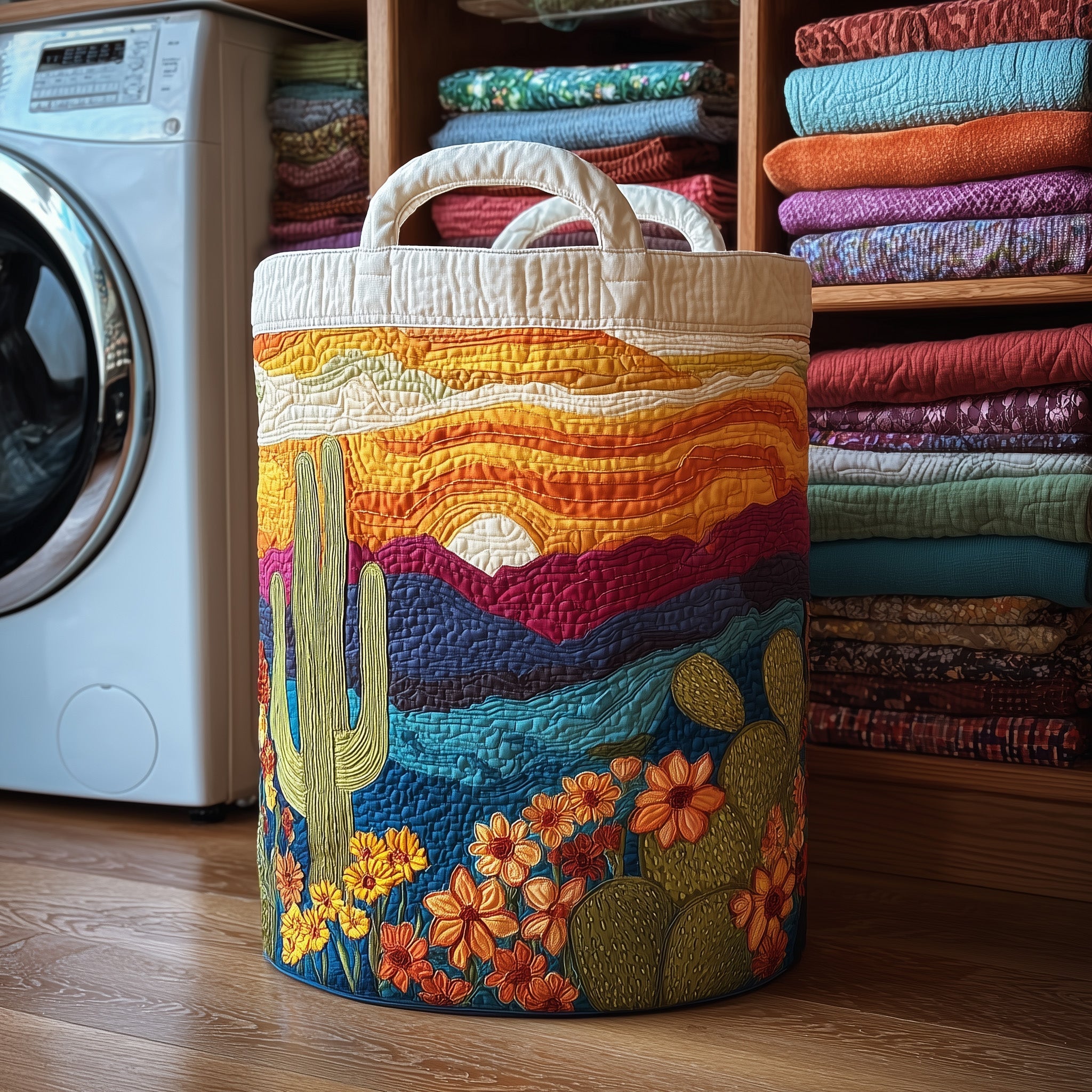 Cactus Sunset Quilted Laundry Basket GFTOMA3946