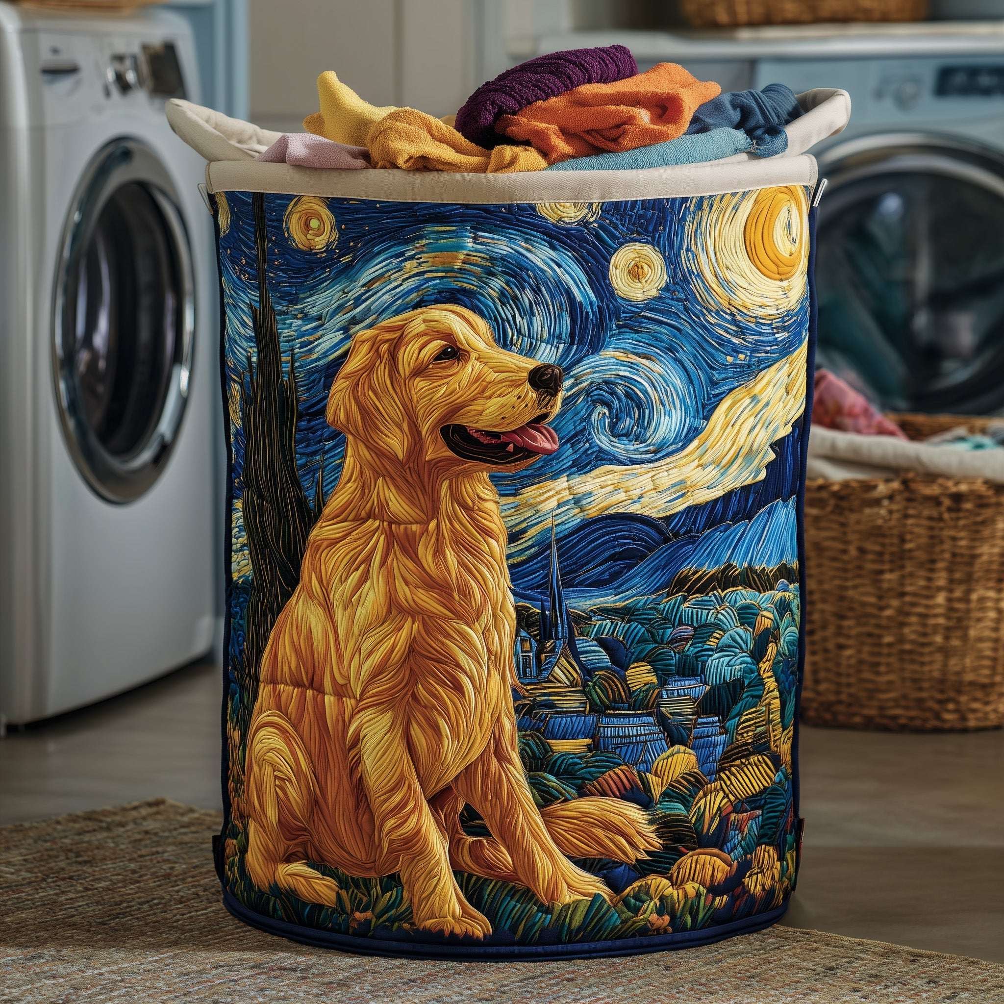 Golden Retriever Quilted Laundry Basket GFTOMA4389