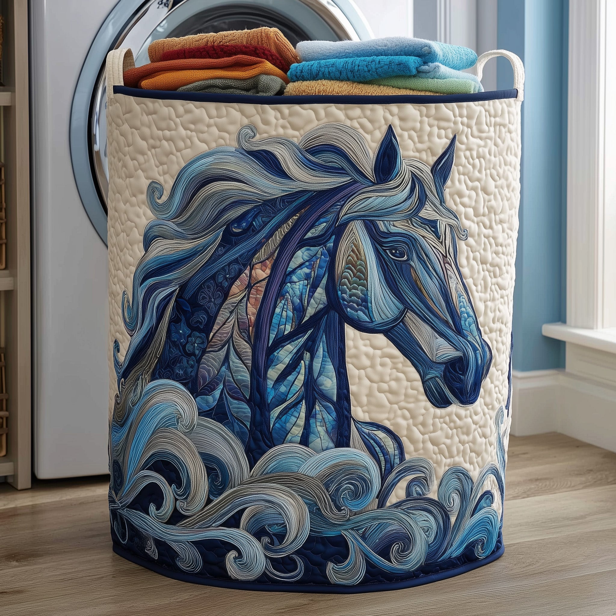 Elegant Horse Quilted Laundry Basket GFTOMA4465
