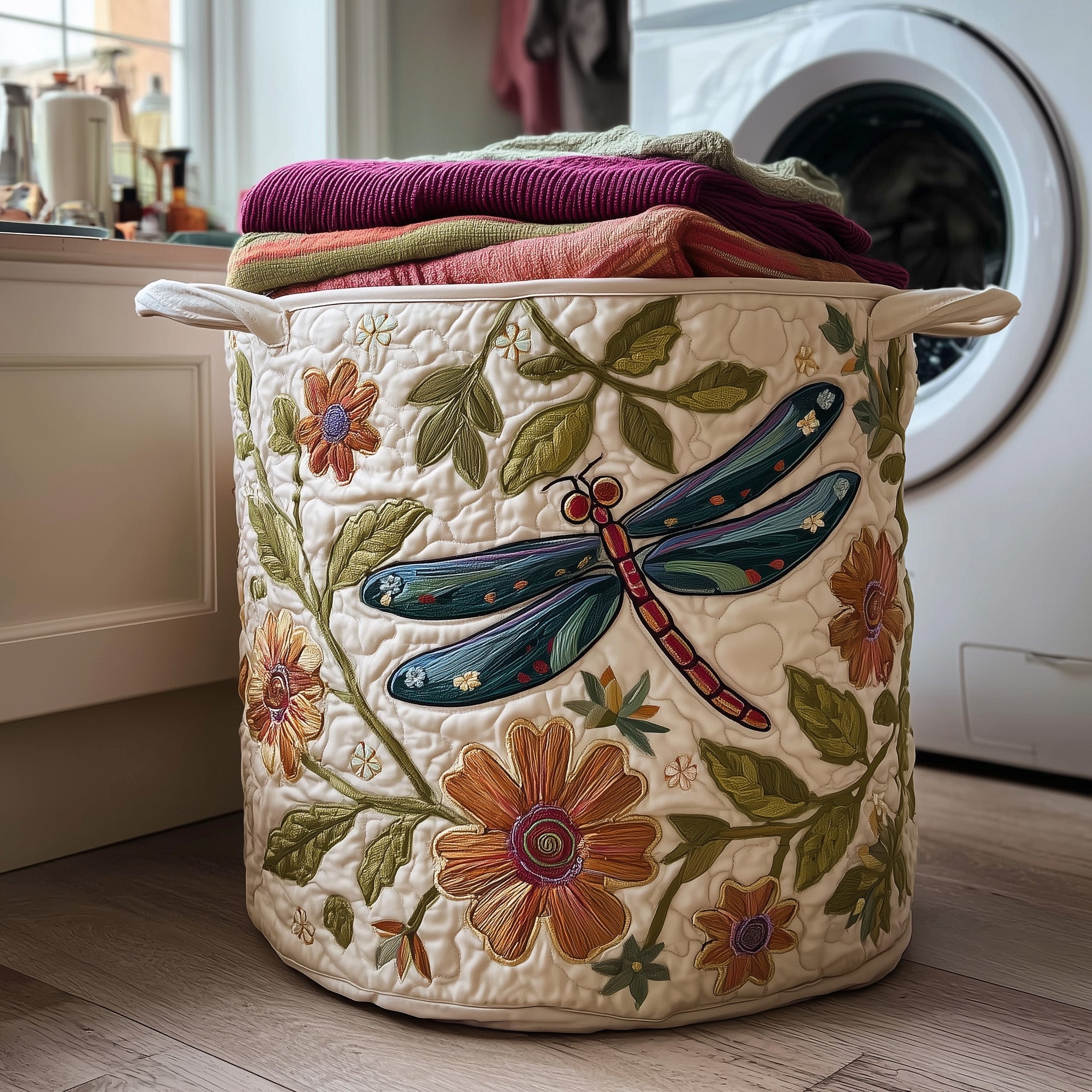 Dragonfly Quilted Laundry Basket GFTOMA4507