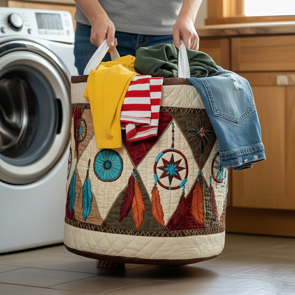 Tribal Soul Dreamcatcher Quilted Laundry Basket GFTOMA4953