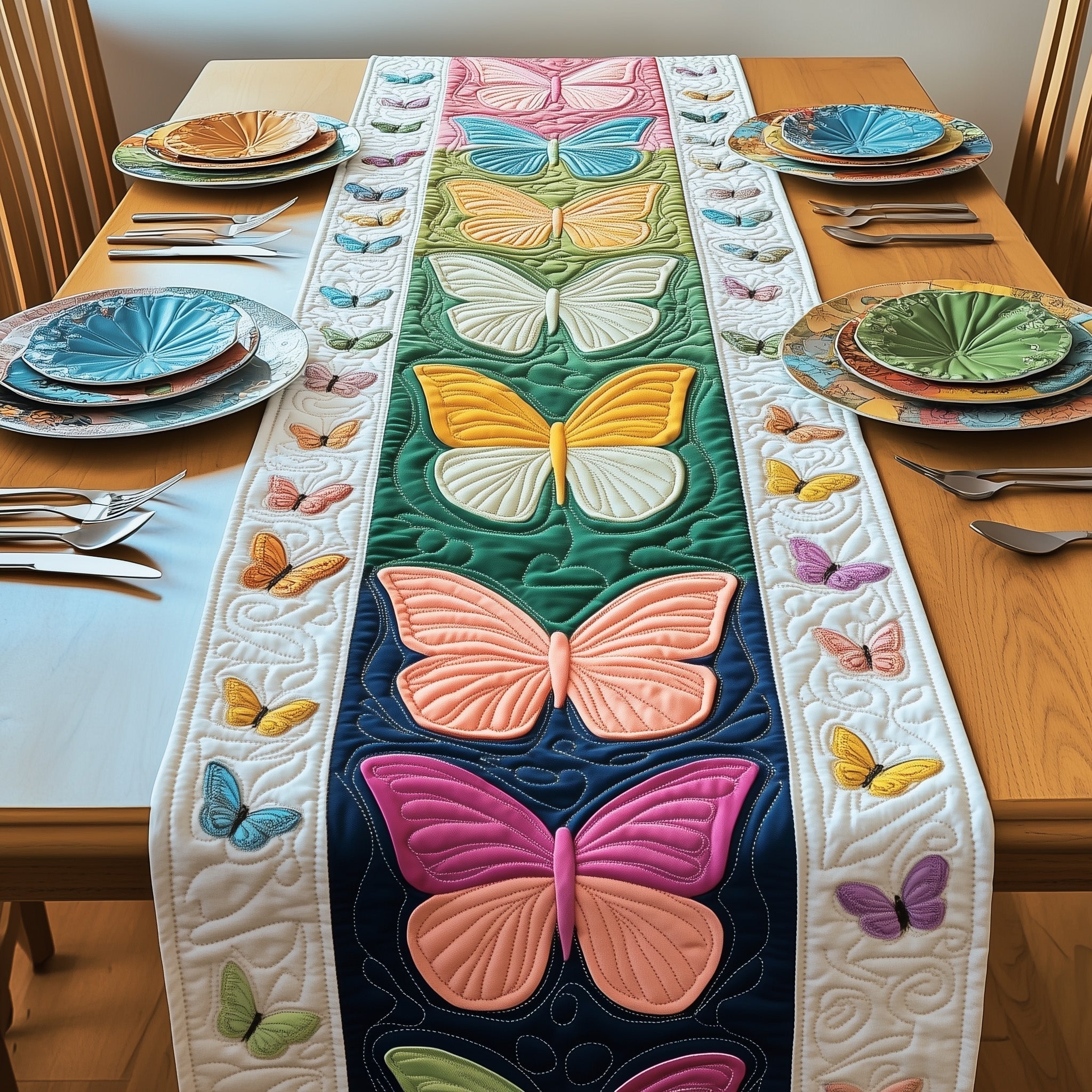 Rainbow Butterfly Quilted Table Runner GFTOMA498