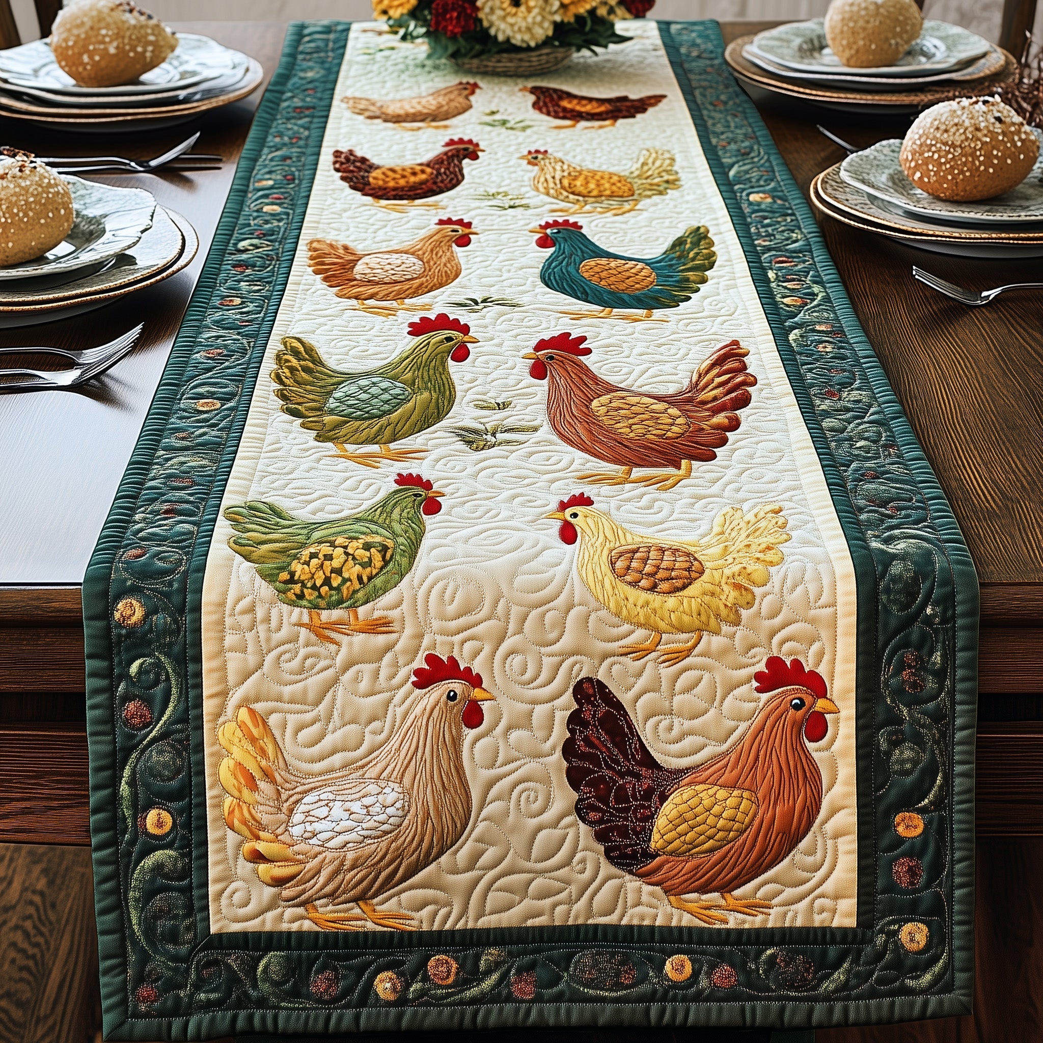 Chicken Quilted Table Runner GFTOMA537