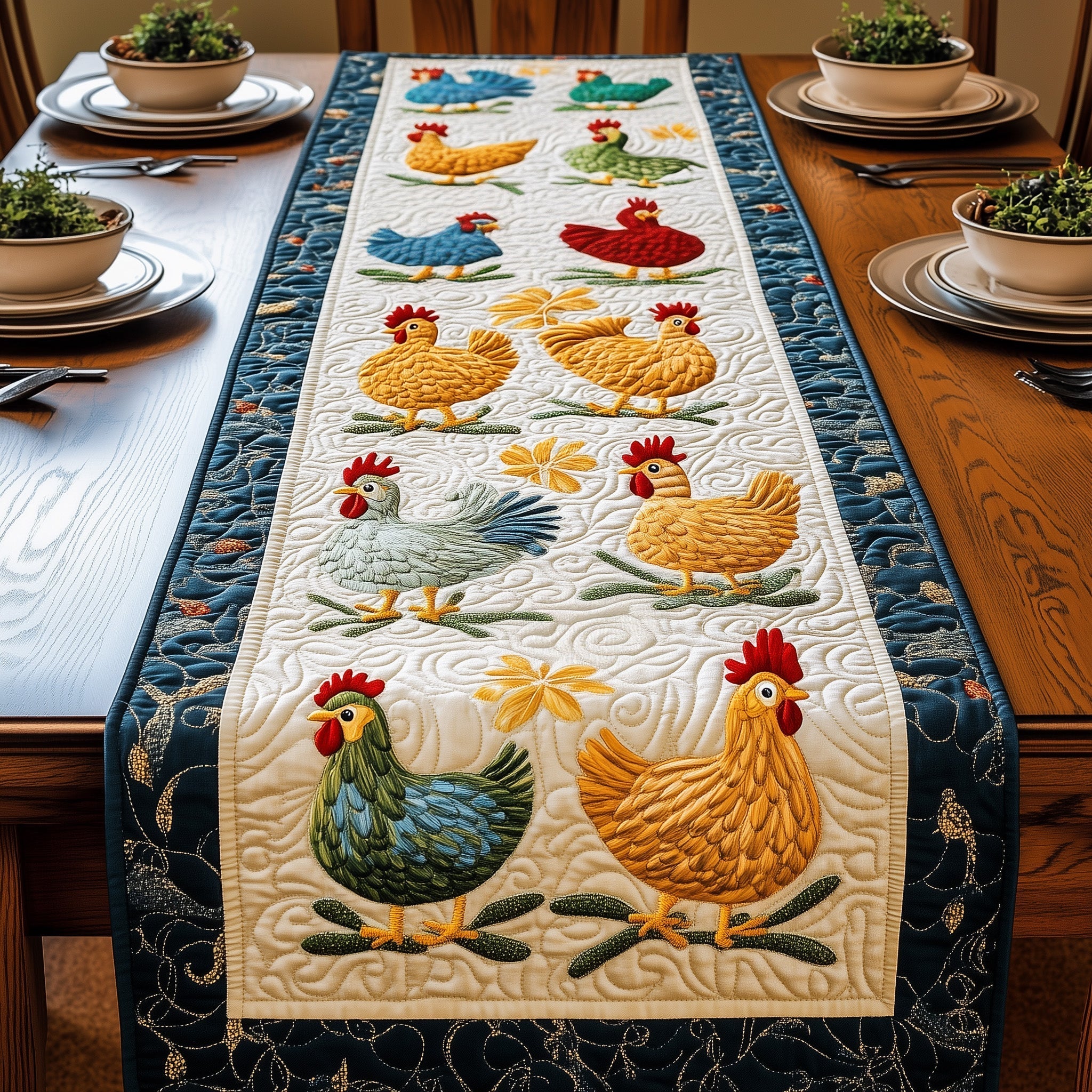 Chicken Quilted Table Runner GFTOMA539