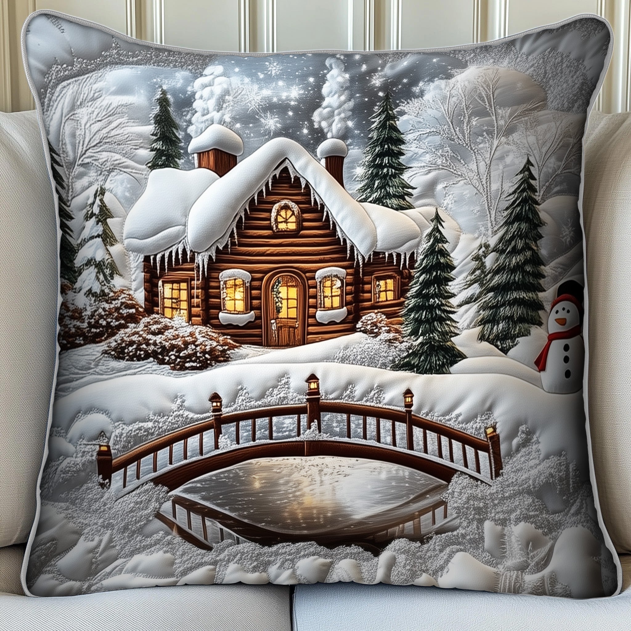 Winter Cabin Quilted Pillow Case GFTOMA5509
