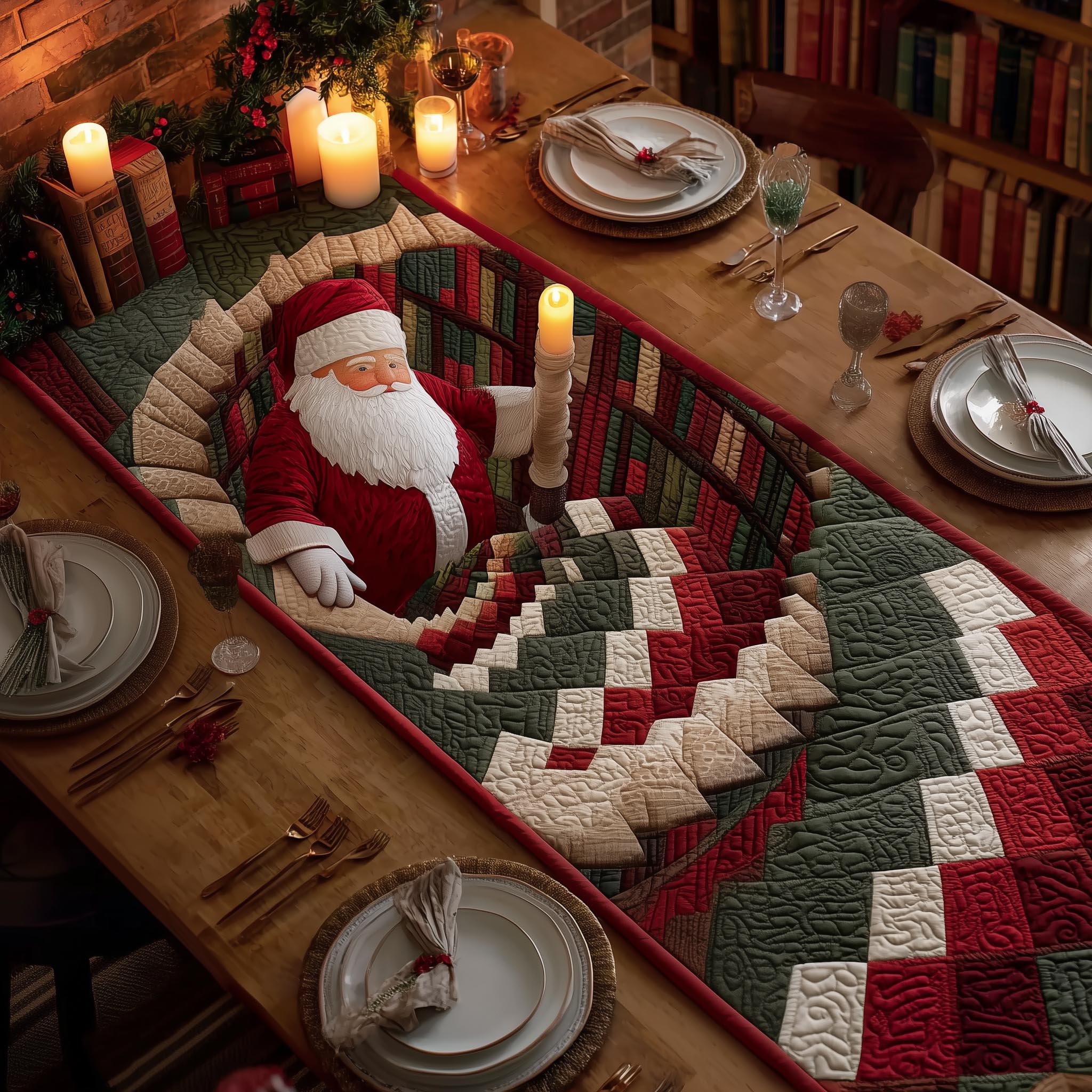 Jolly Santa Quilted Table Runner GFTOMA7017