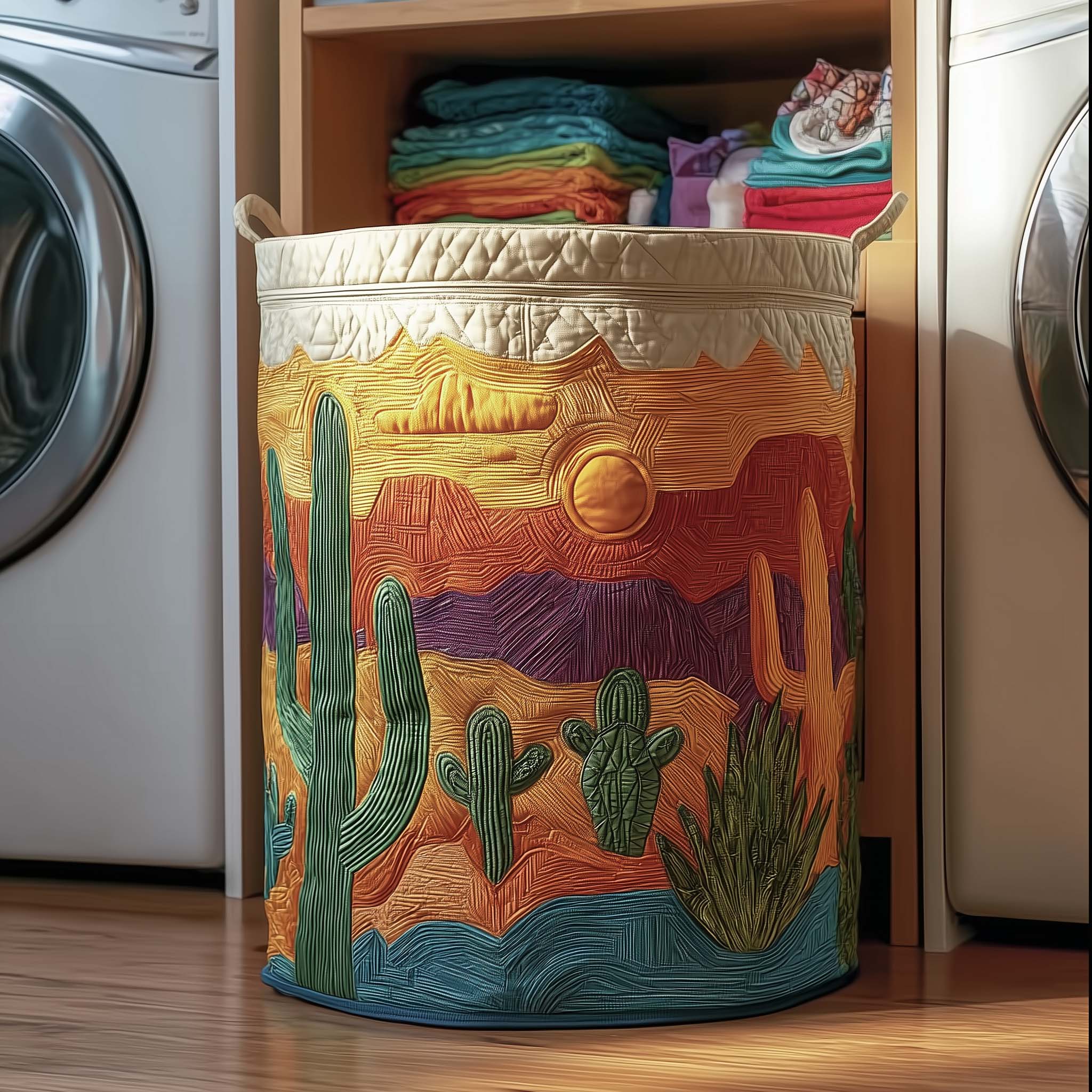 Cactus Sunset Quilted Laundry Basket GFTOMA8026