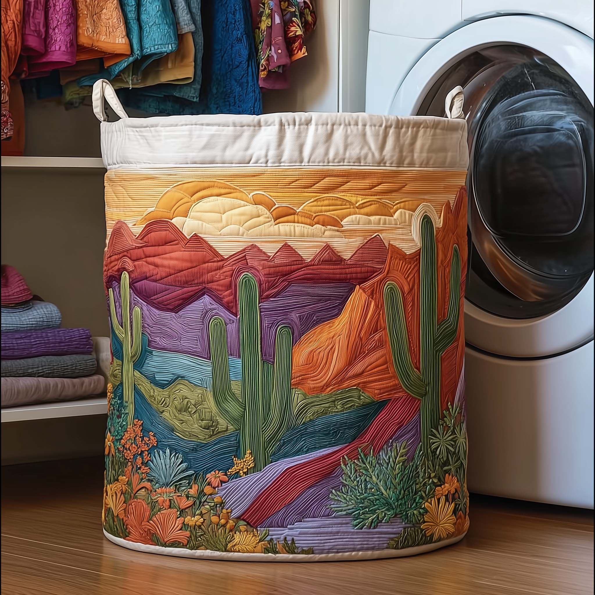 Cactus Sunset Quilted Laundry Basket GFTOMA8029