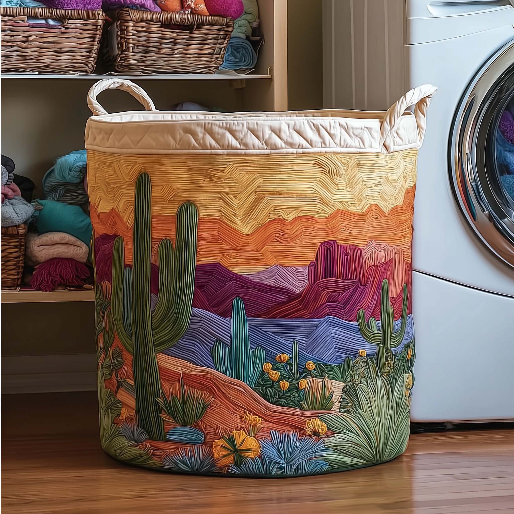 Cactus Sunset Quilted Laundry Basket GFTOMA8030