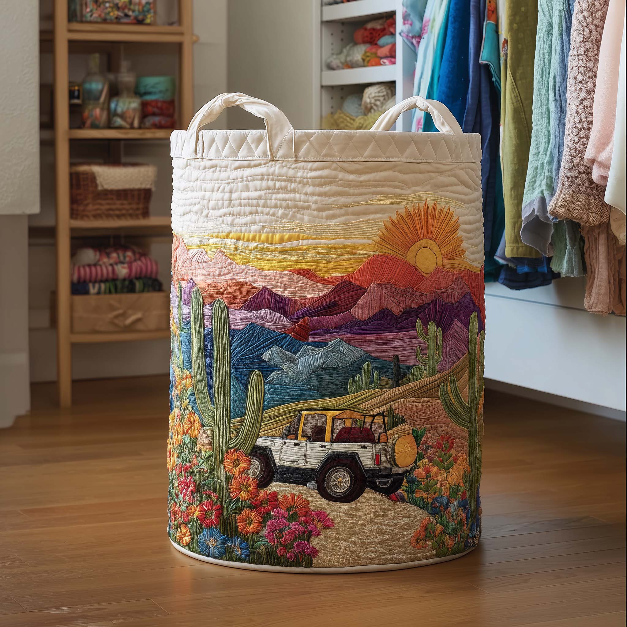 Cactus Sunset Quilted Laundry Basket GFTOMA8031