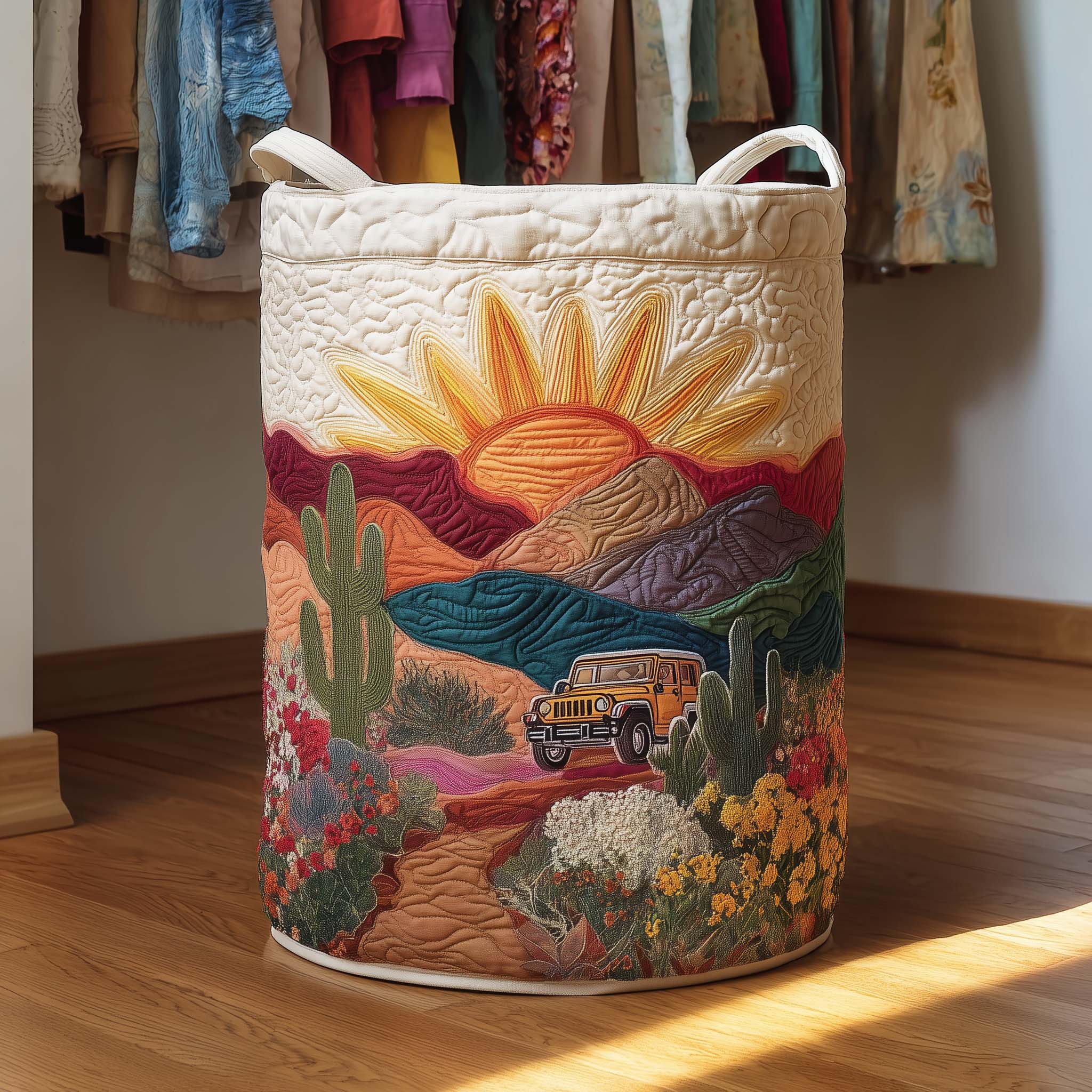 Cactus Sunset Quilted Laundry Basket GFTOMA8032