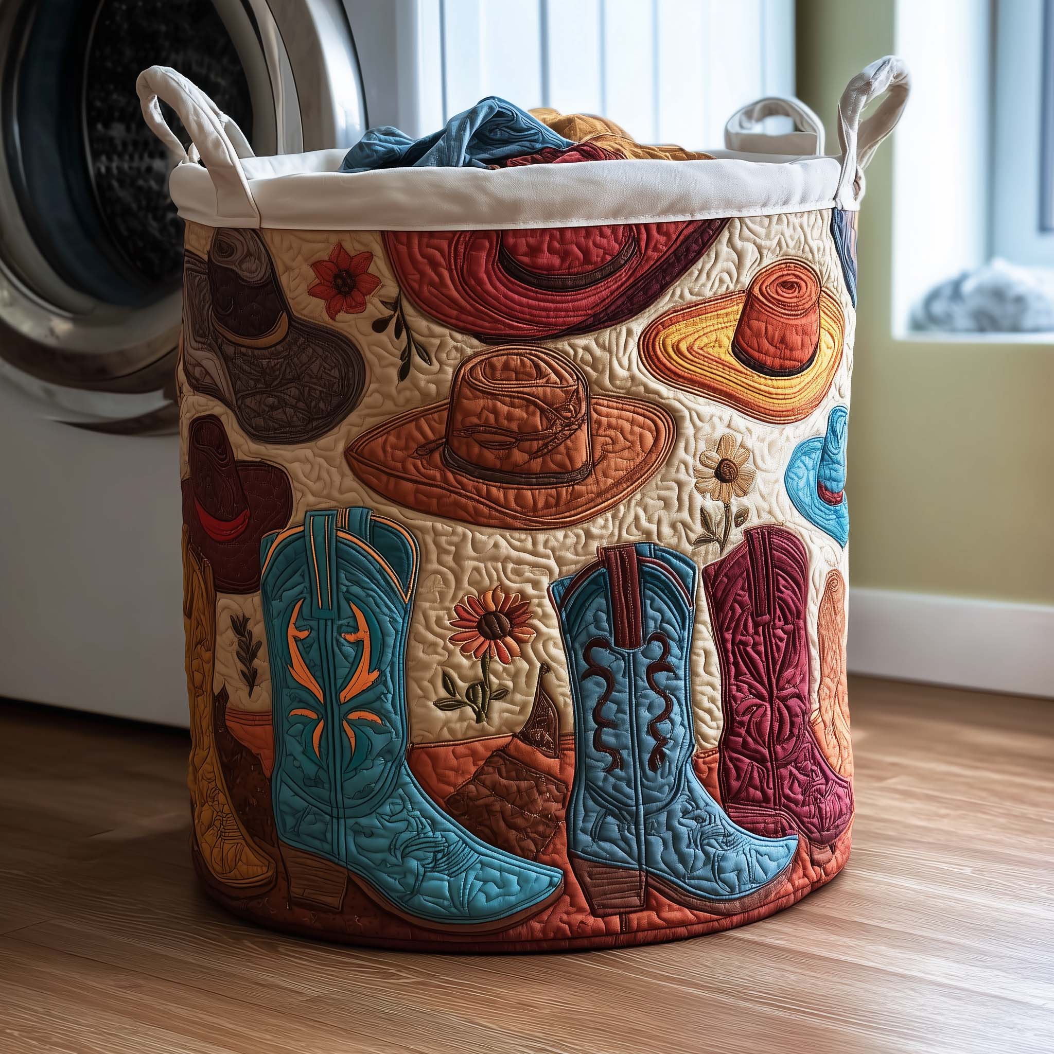 Rodeo Roundup Quilted Laundry Basket GFTOMA8085