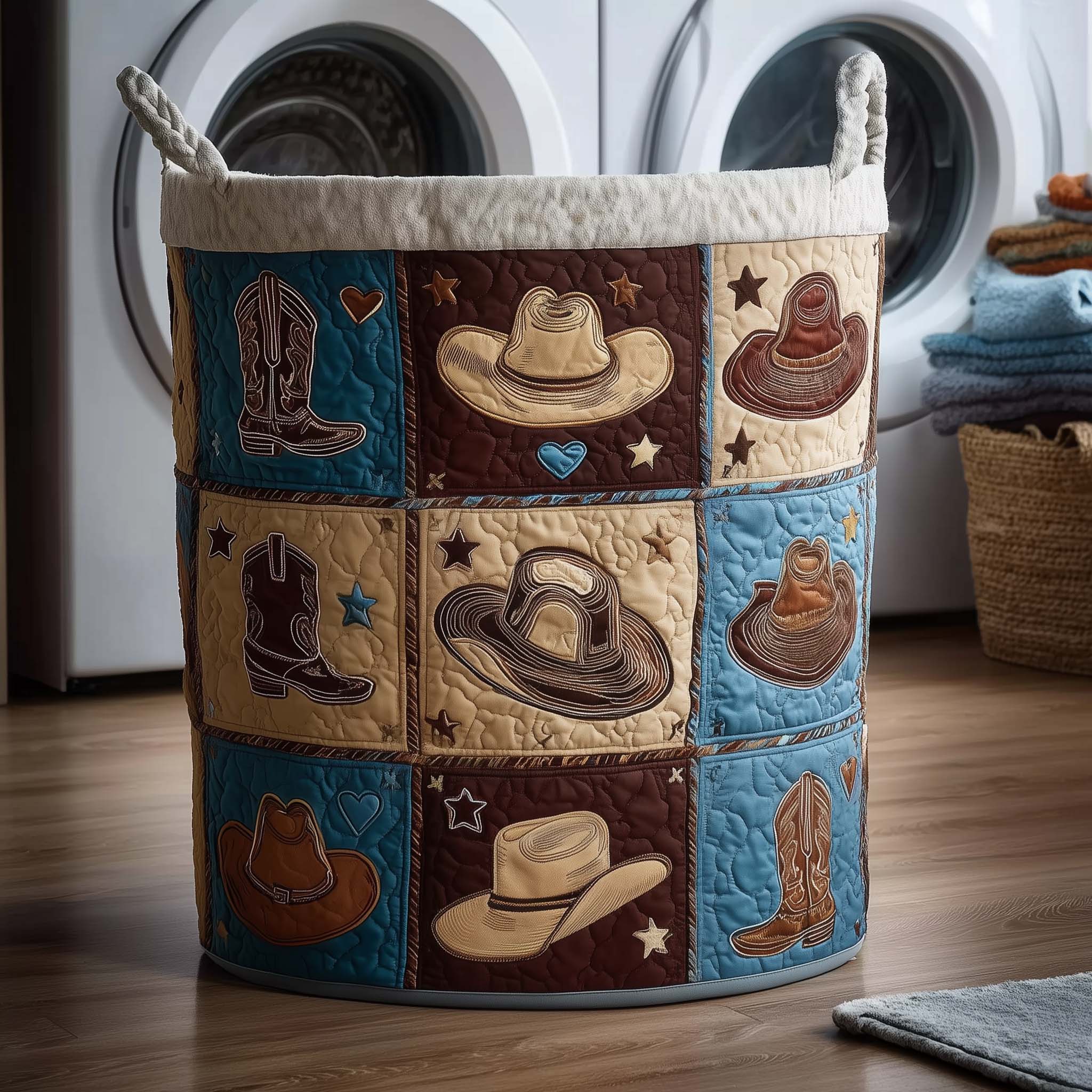 Rodeo Roundup Quilted Laundry Basket GFTOMA8086