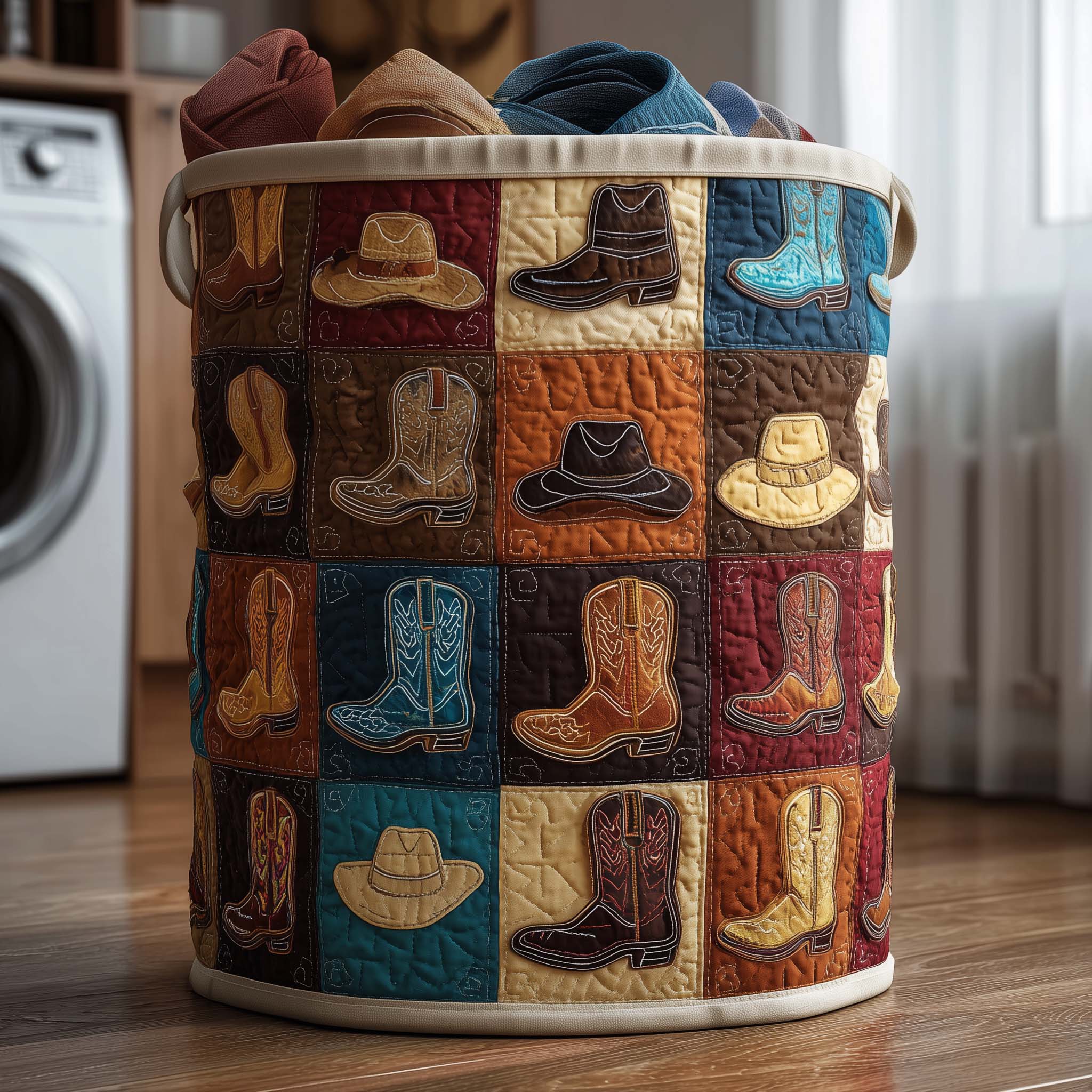 Rodeo Roundup Quilted Laundry Basket GFTOMA8087