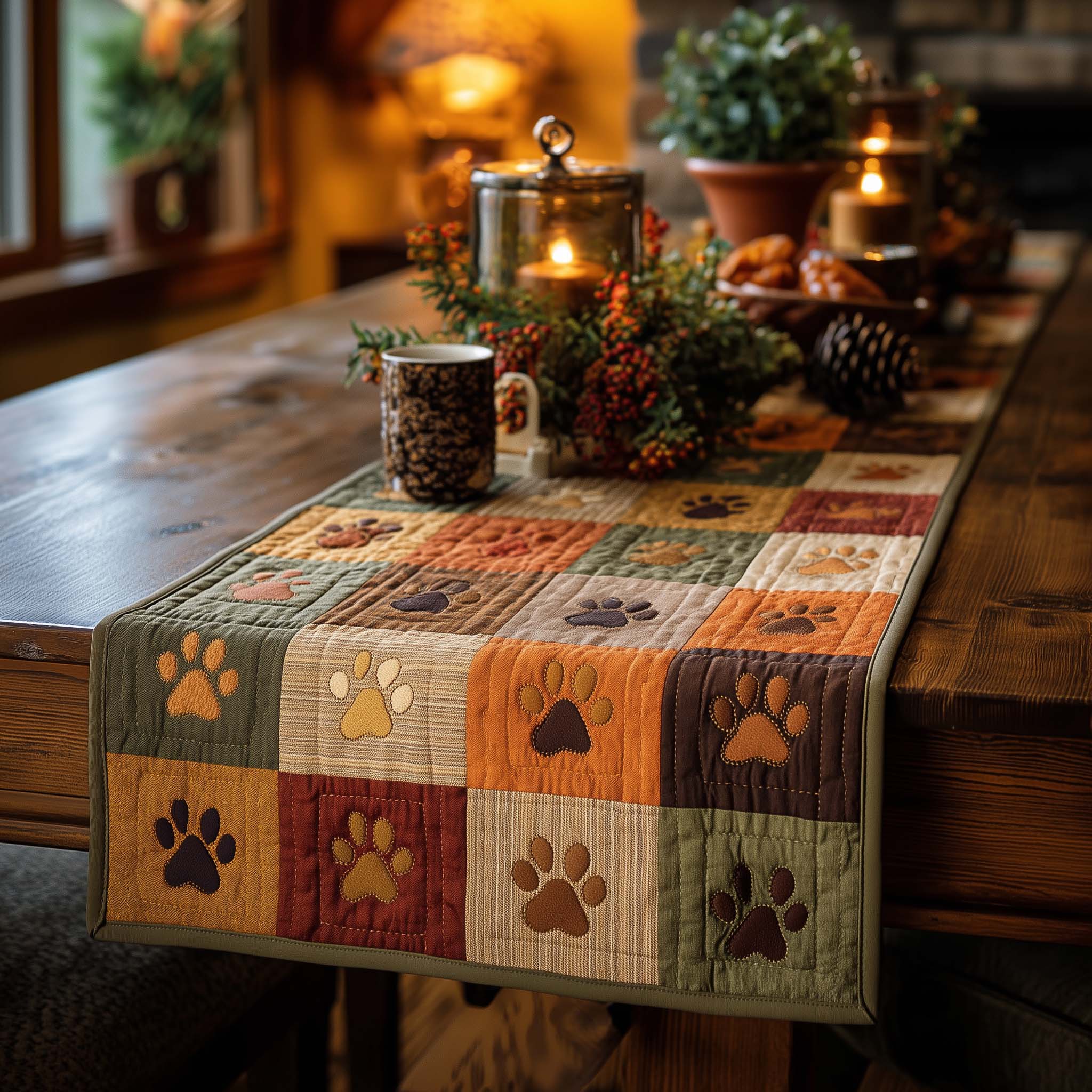 Paw Path Quilted Table Runner GFTOMA8173