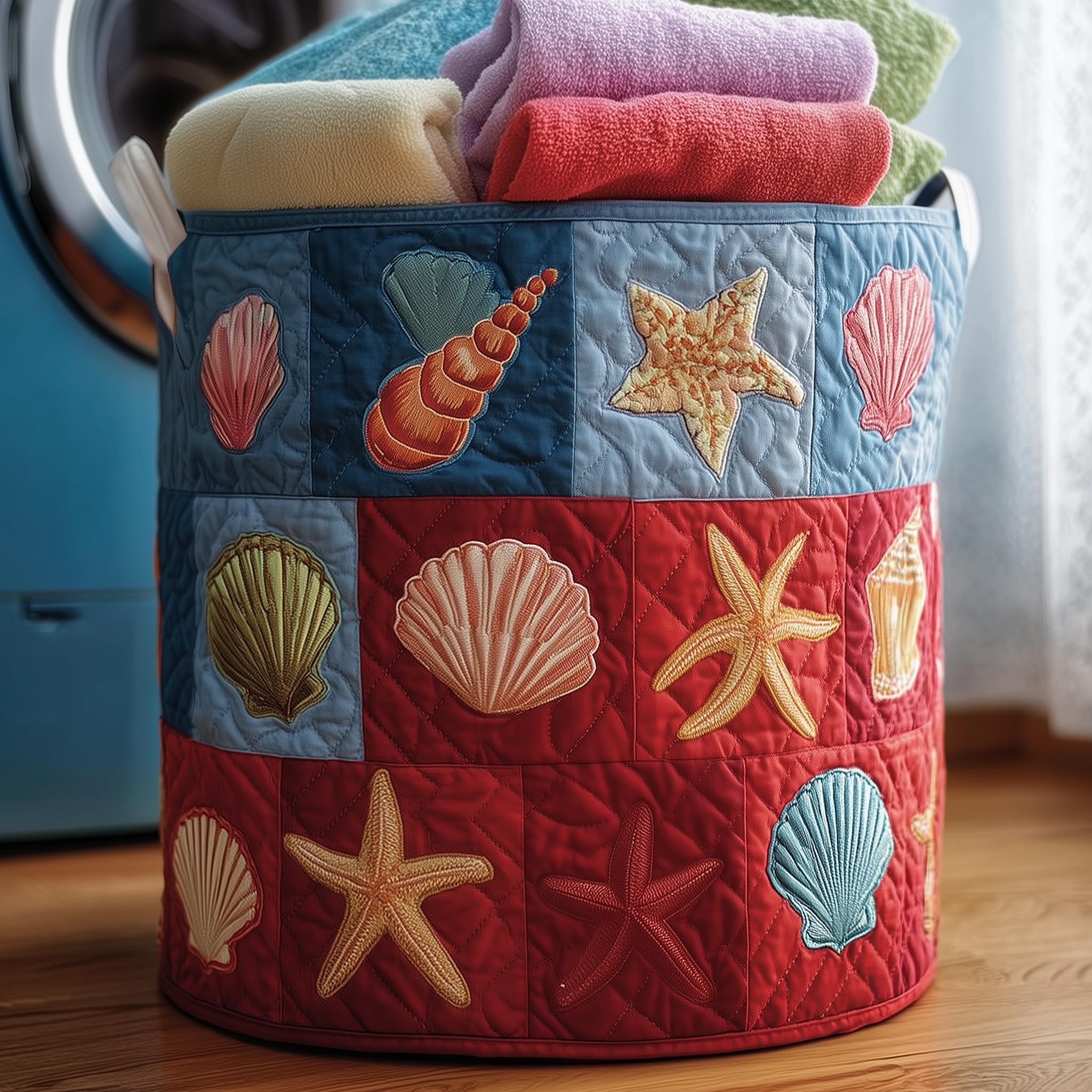 Ocean Breeze Quilted Laundry Basket GFTOMA8357