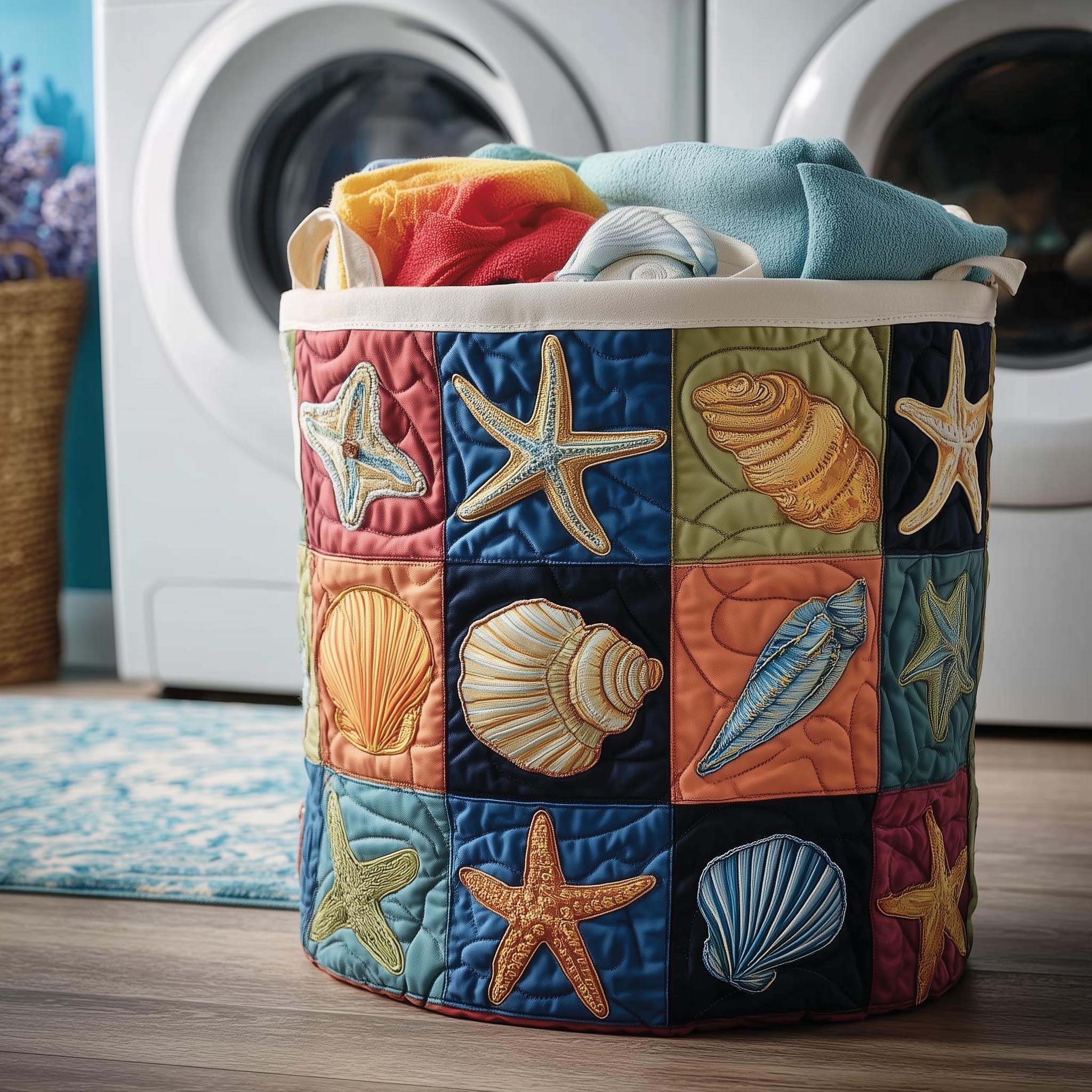Ocean Breeze Quilted Laundry Basket GFTOMA8359