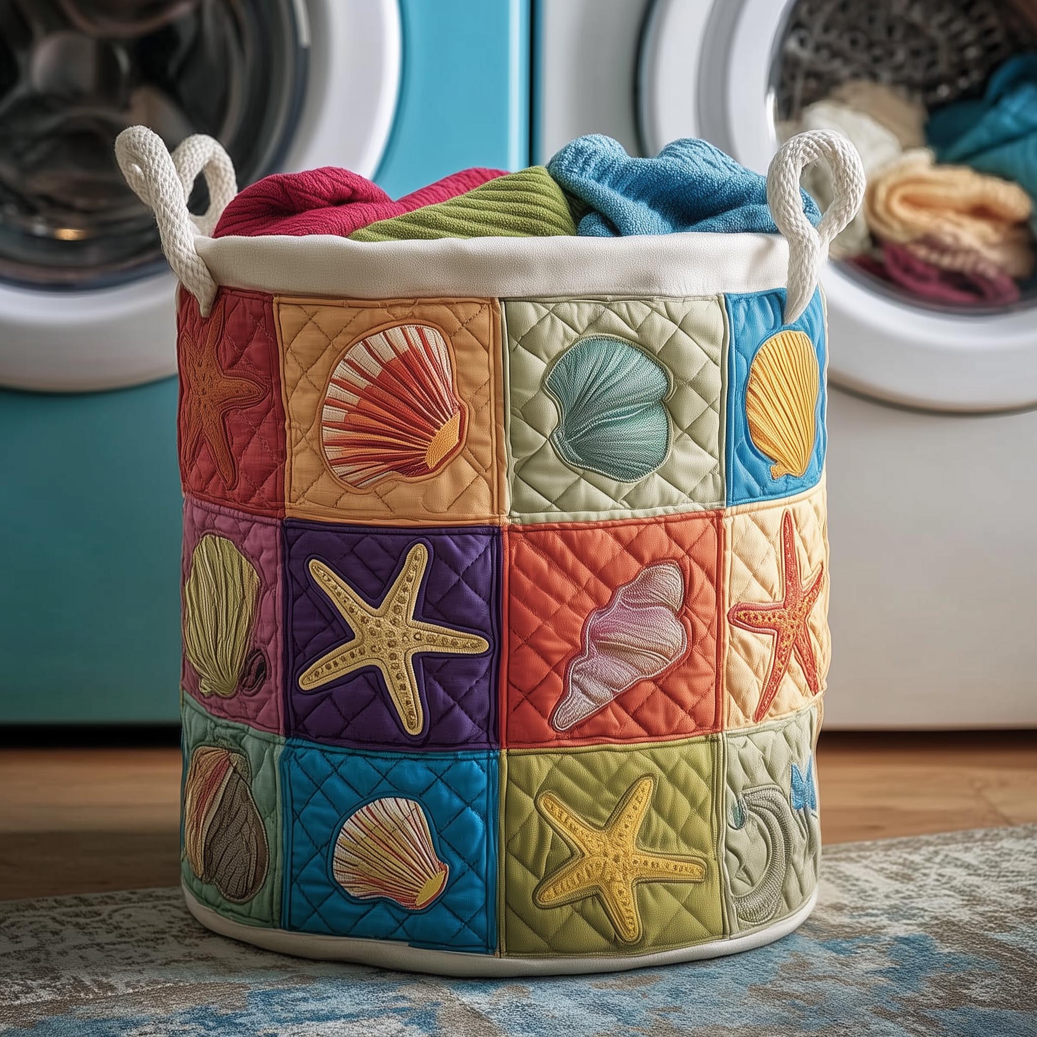 Ocean Breeze Quilted Laundry Basket GFTOMA8360