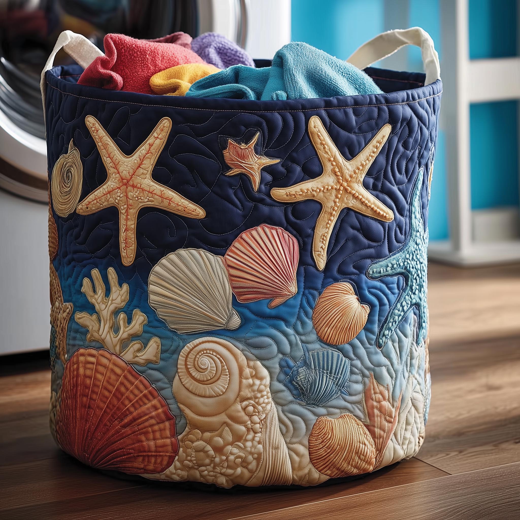 Ocean Breeze Quilted Laundry Basket GFTOMA8361