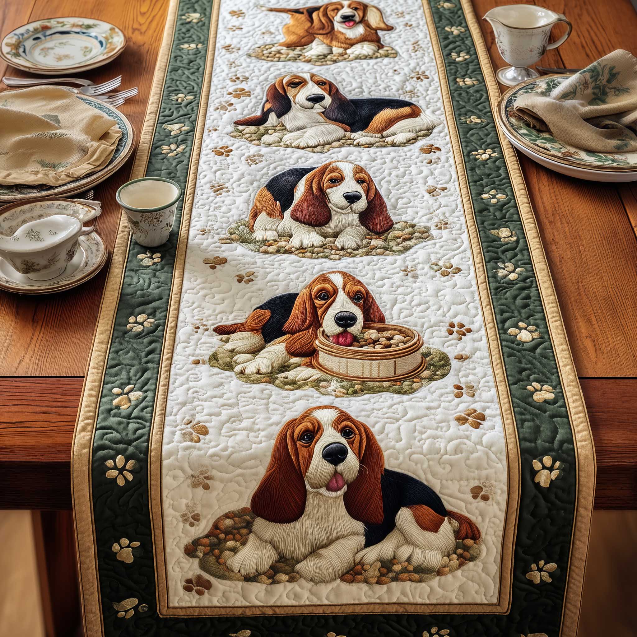 Basset Hounds Quilted Table Runner GFTOMA8740