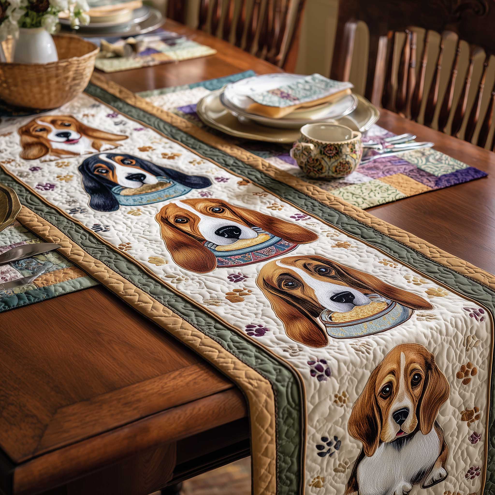 Basset Hounds Quilted Table Runner GFTOMA8741