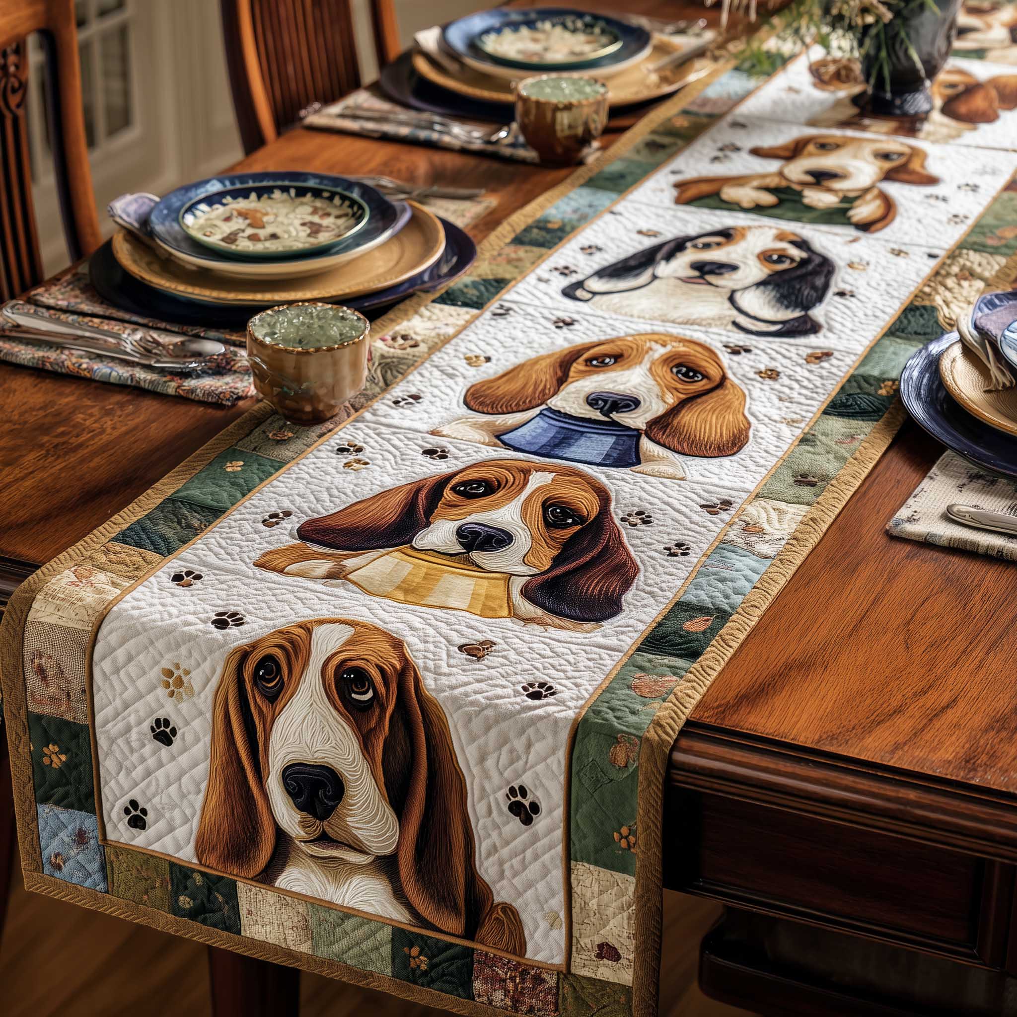 Basset Hounds Quilted Table Runner GFTOMA8742