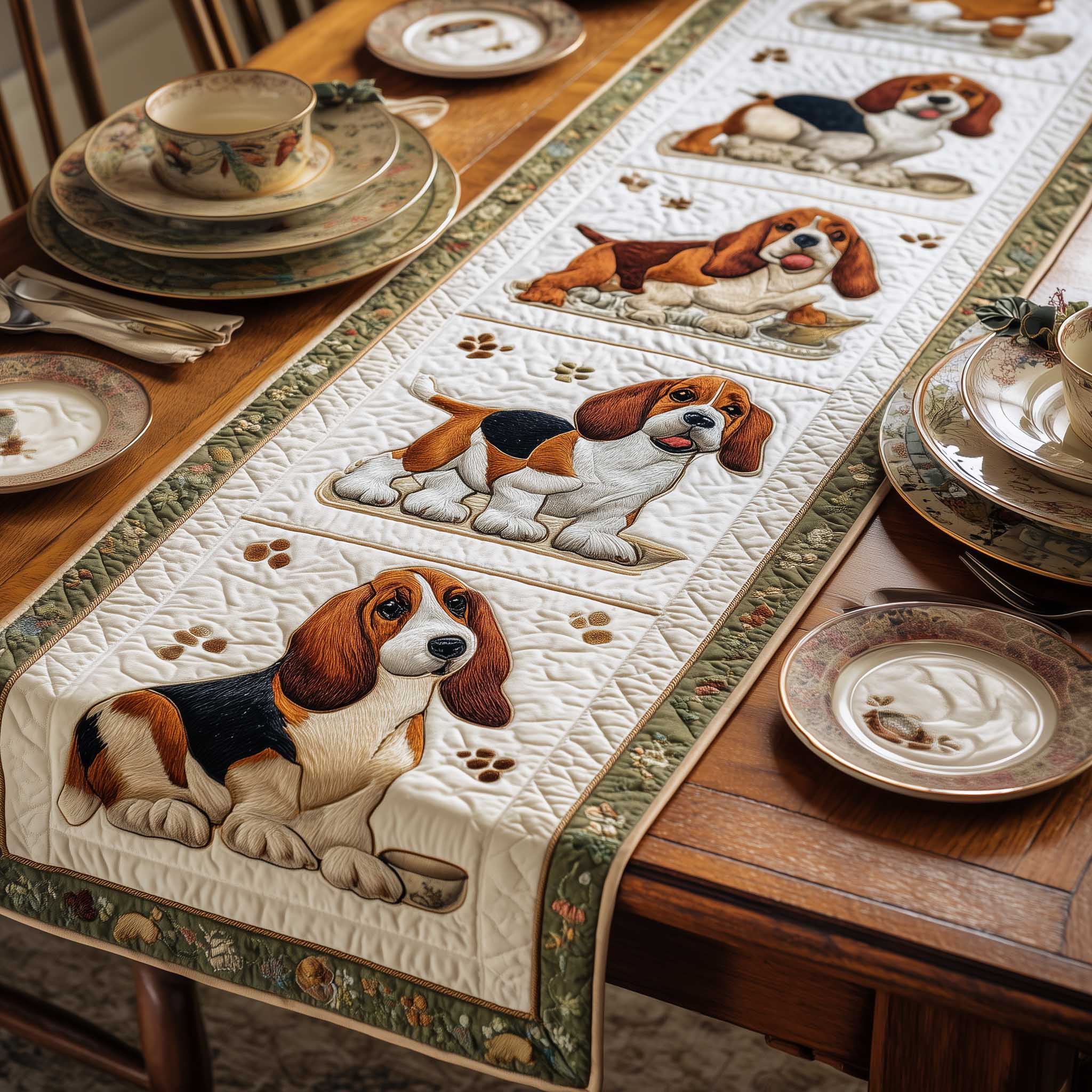 Basset Hounds Quilted Table Runner GFTOMA8743