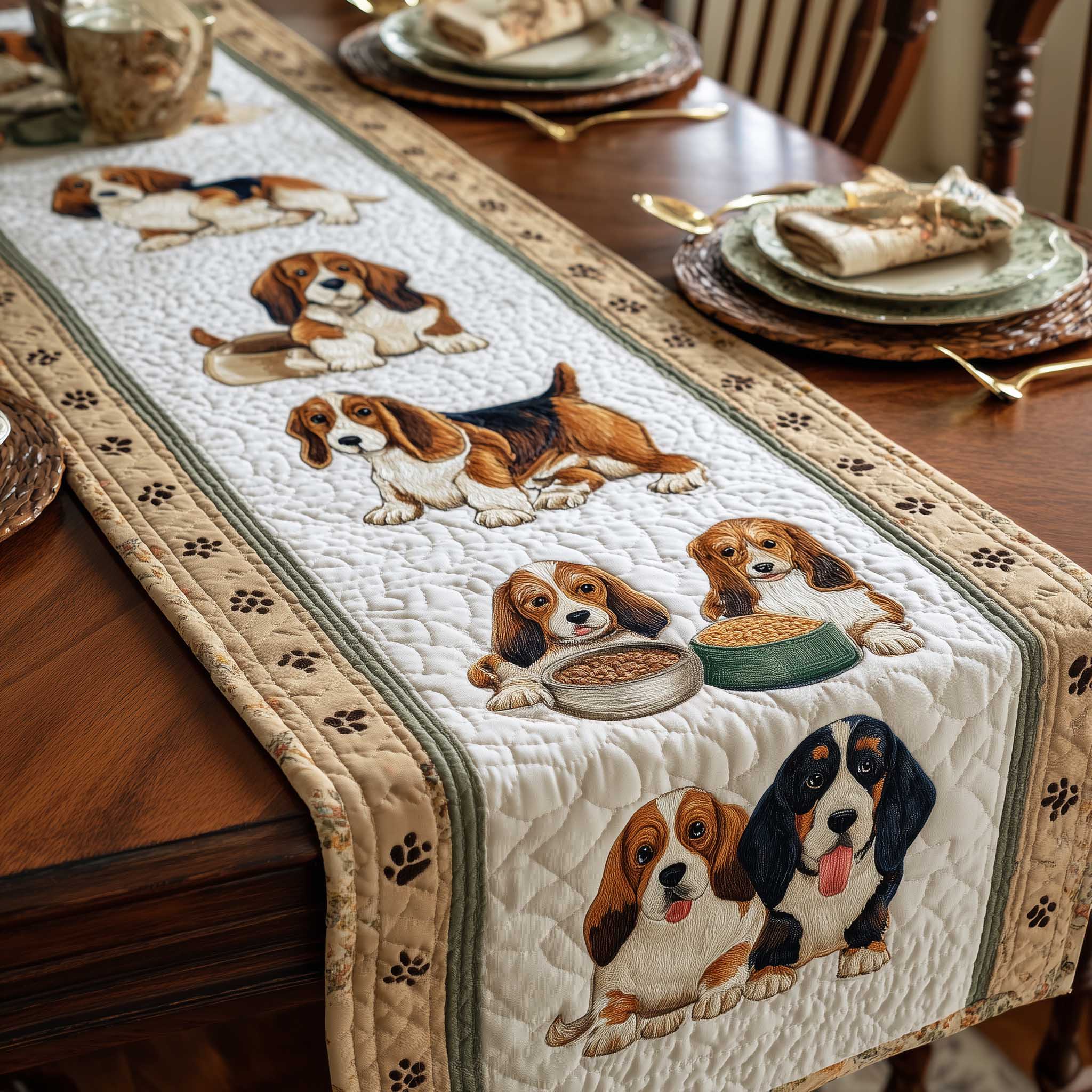 Basset Hounds Quilted Table Runner GFTOMA8744