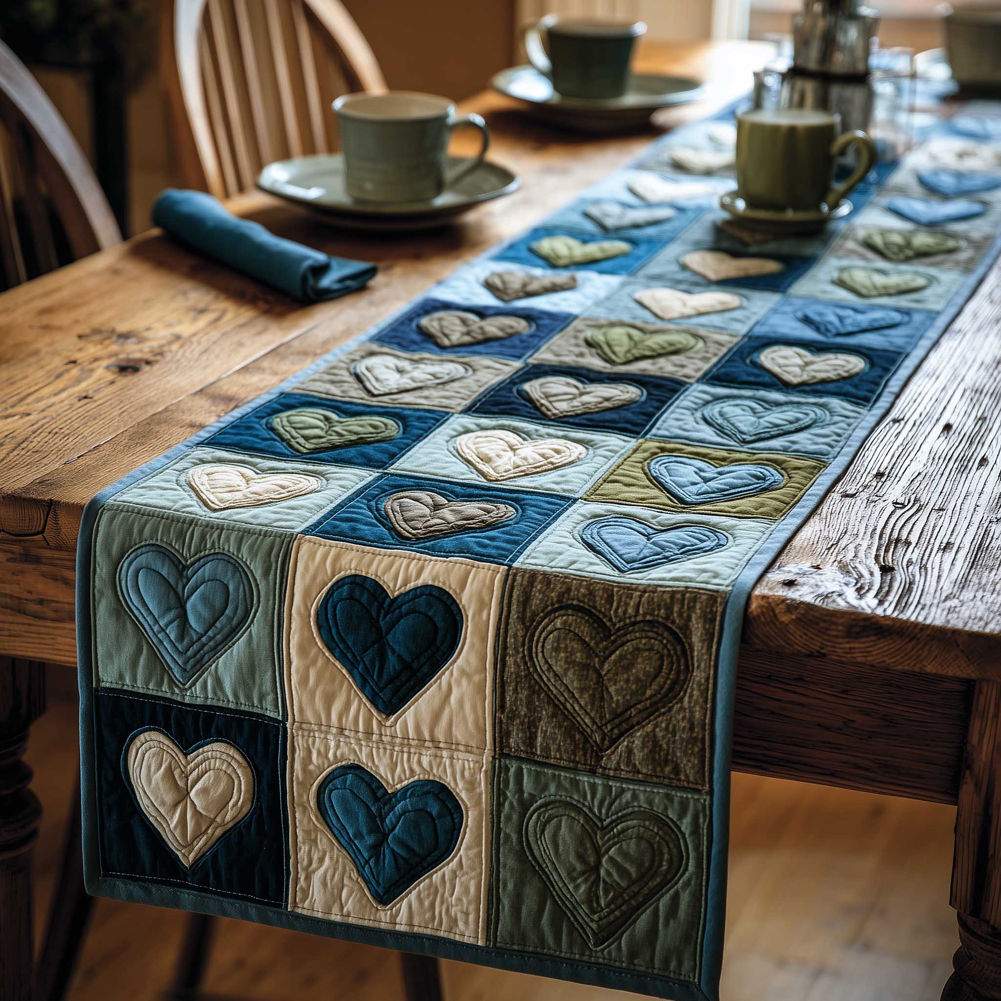 Emerald Heart Quilted Table Runner GFTOMA8751