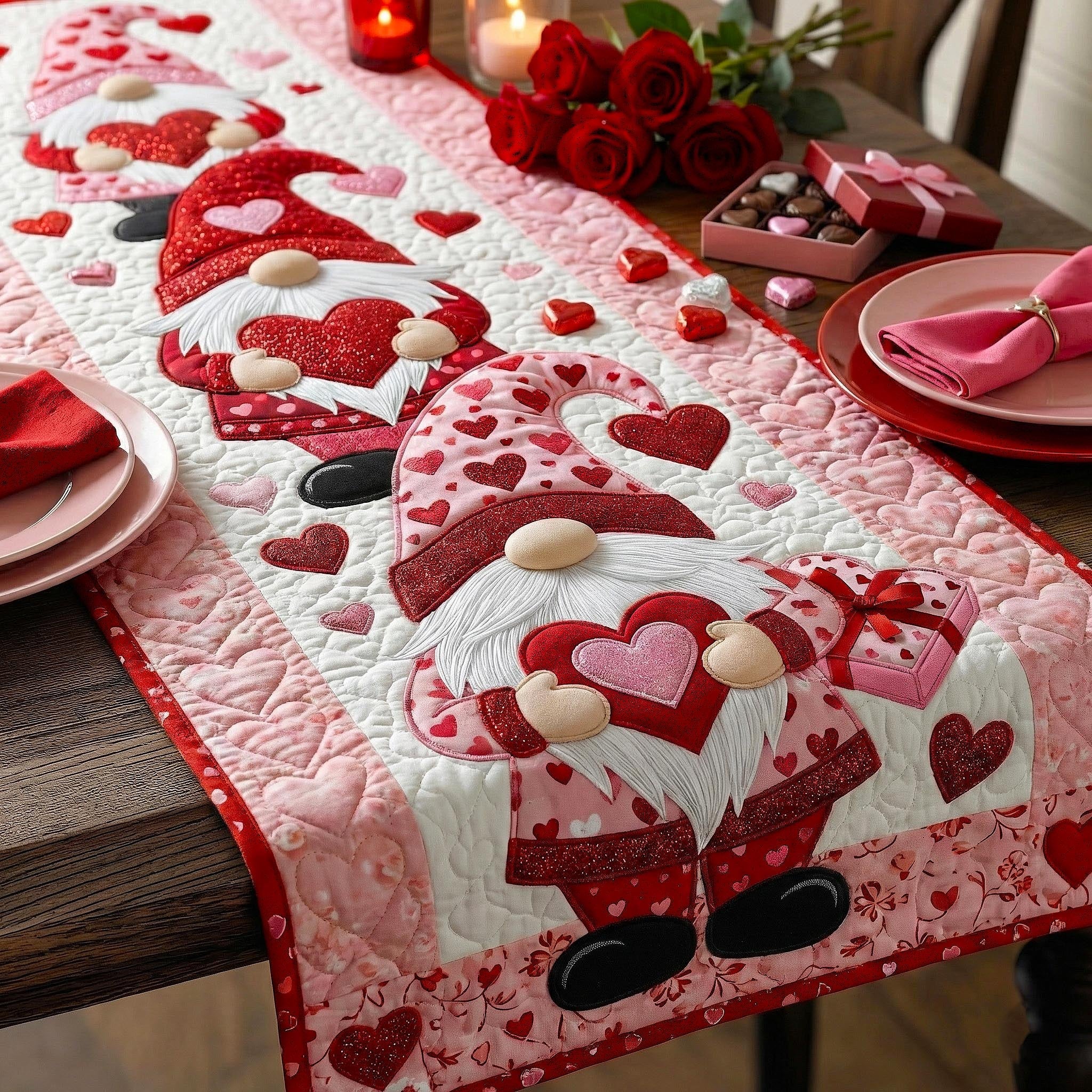 Love Gnome Quilted Table Runner GFTOMA9290