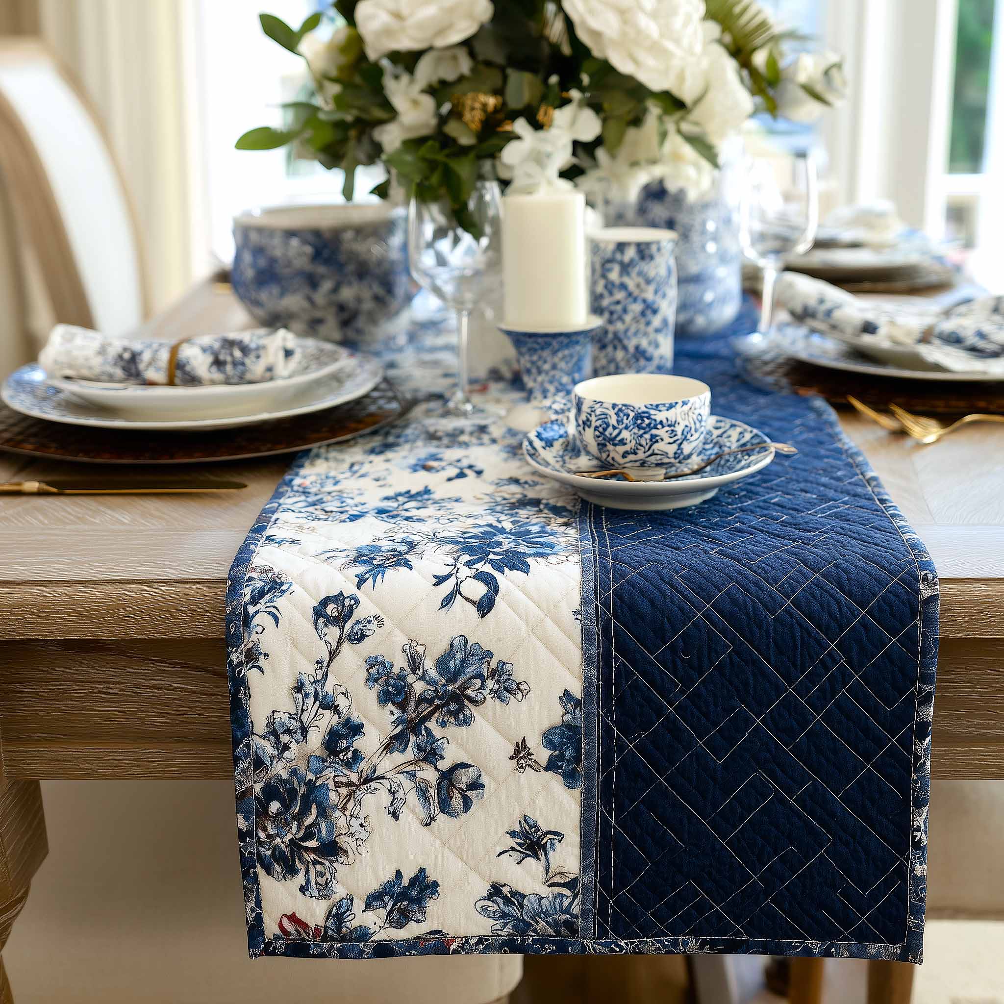 Patchwork Bloom Quilted Table Runner GFTOMA9353