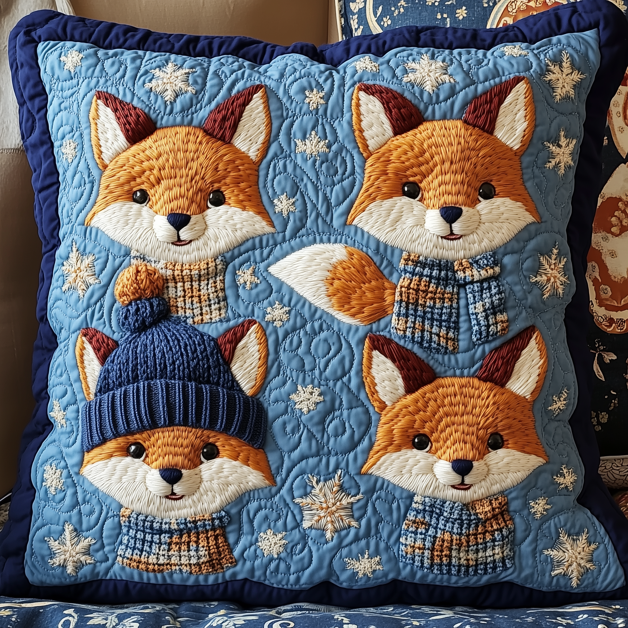 Adorable Fox Friends Quilted Pillow Case GFTONL1712