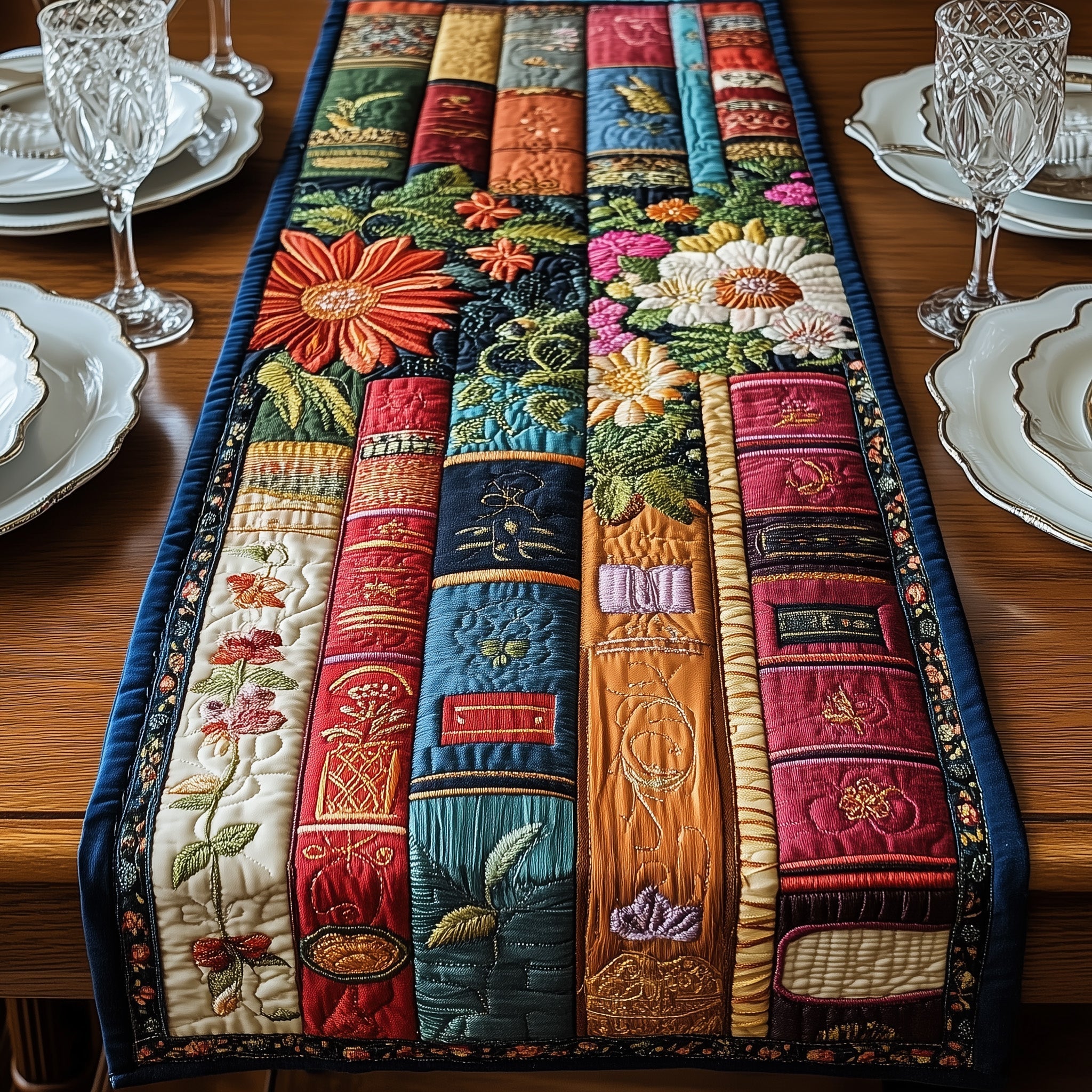 Floral Books Quilted Table Runner GFTONL3643