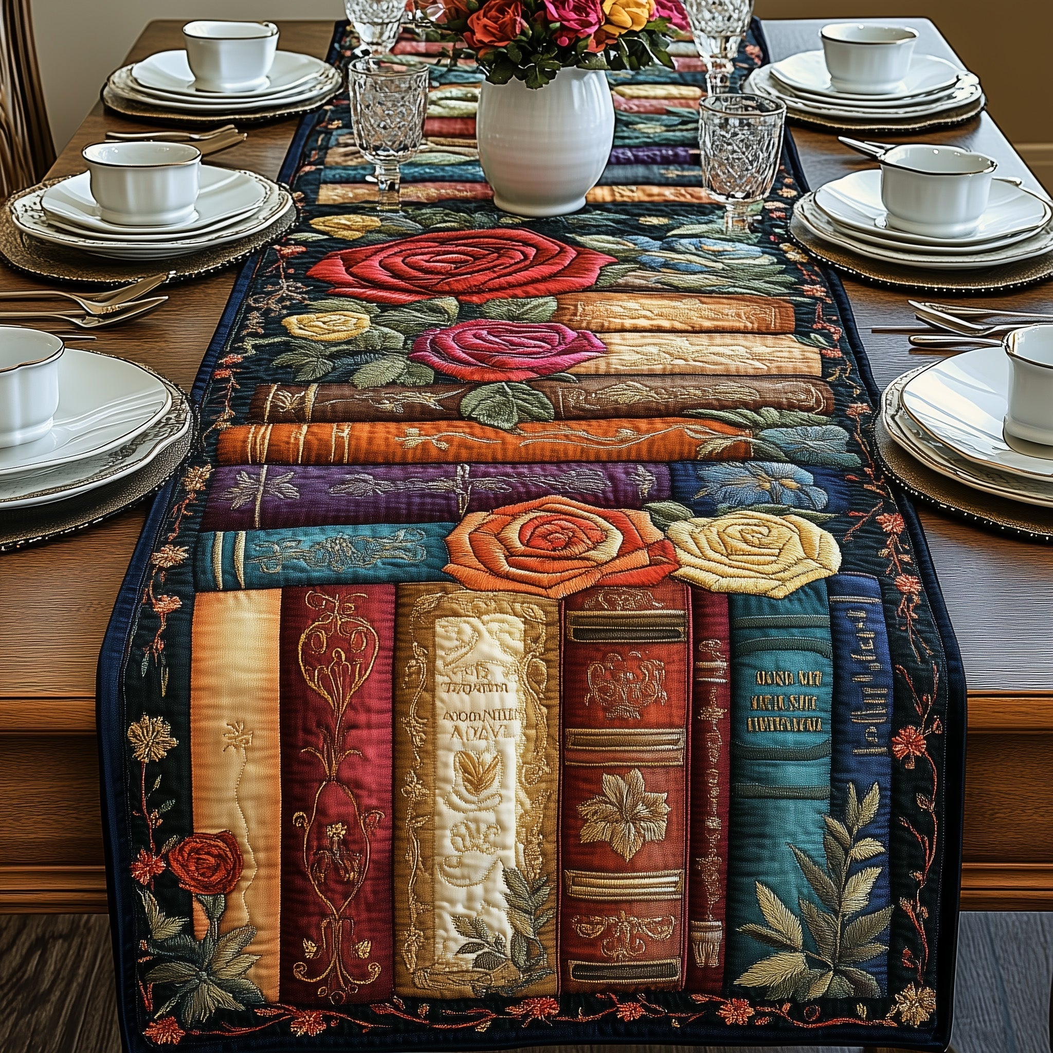 Floral Books Quilted Table Runner GFTONL3651