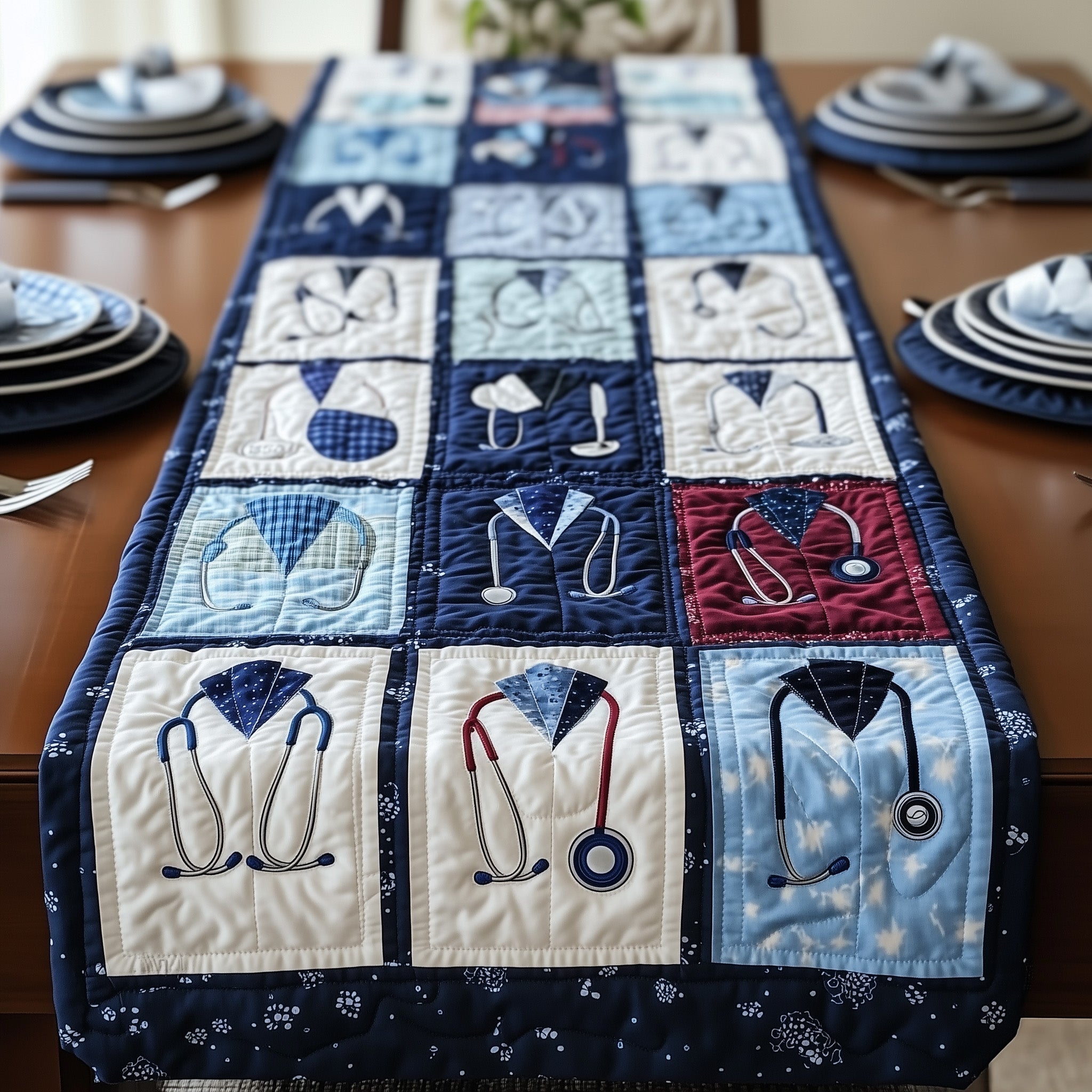 Stethoscope Nurse Quilted Table Runner GFTONL4224