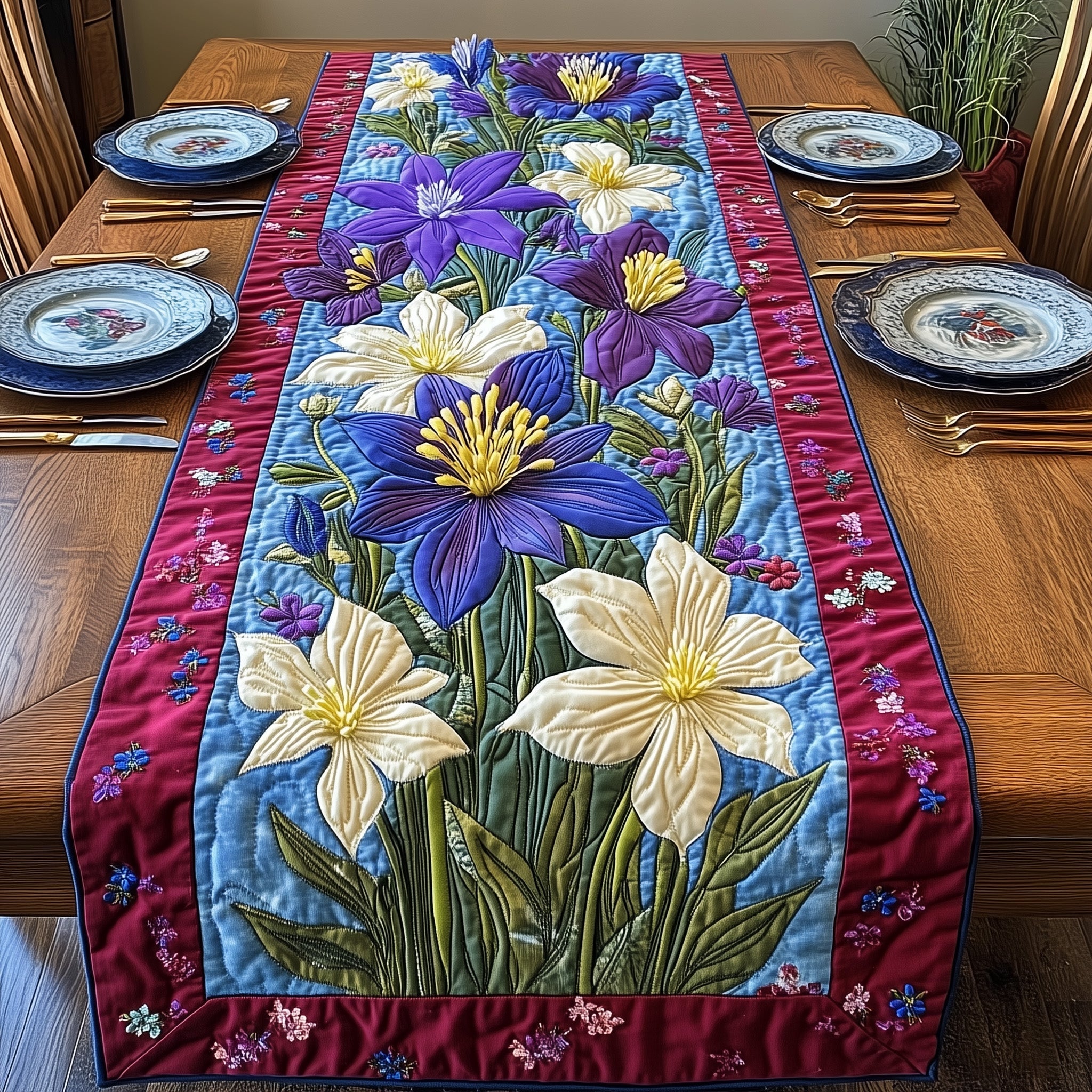 Blooming Columbine  Quilted Table Runner GFTONL4276